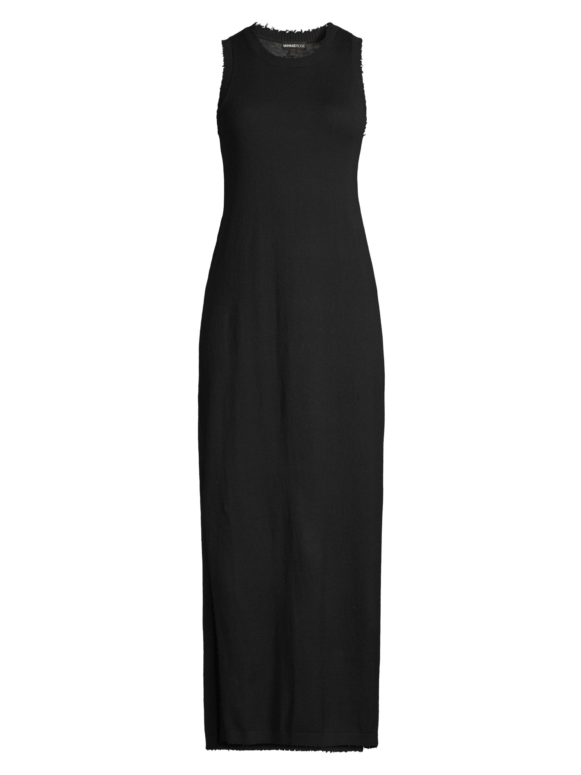 Minnie Rose Women's Frayed-Edge Maxi-Dress - Black