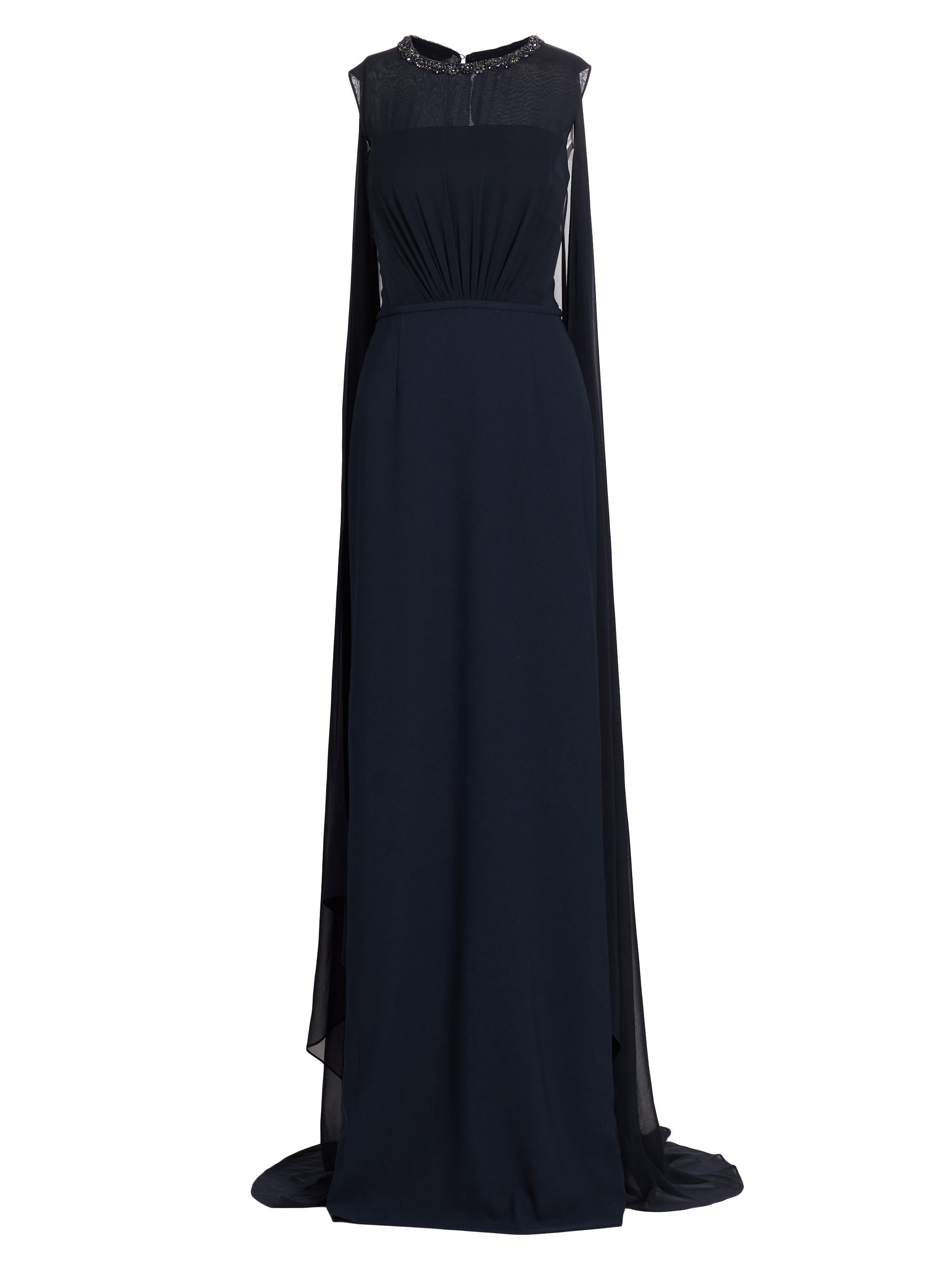 Teri Jon by Rickie Freeman Women's Cape Column Gown - Navy