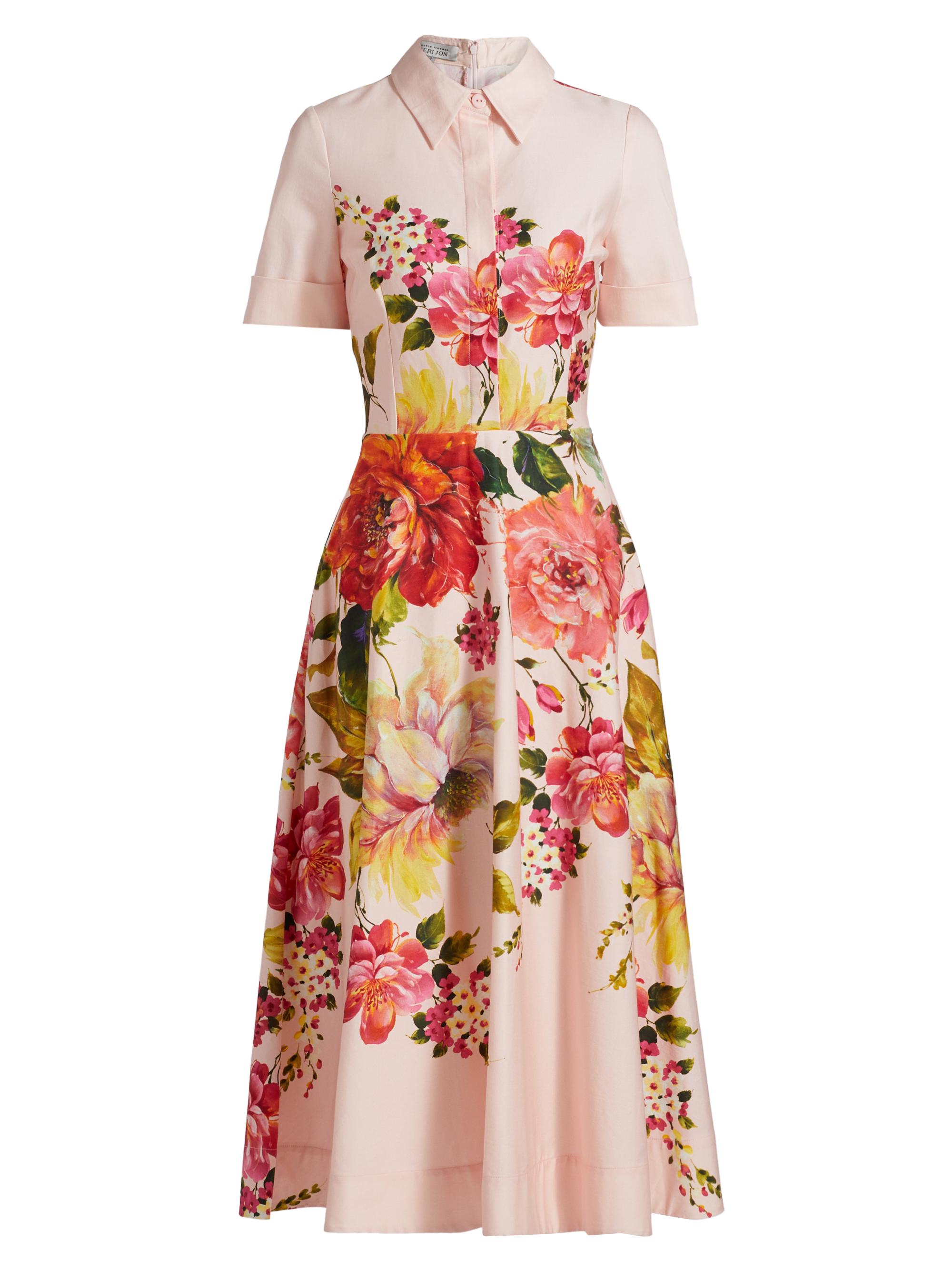 Teri Jon by Rickie Freeman Women's Floral Fit-&-Flare Shirtdress - Pink Multi