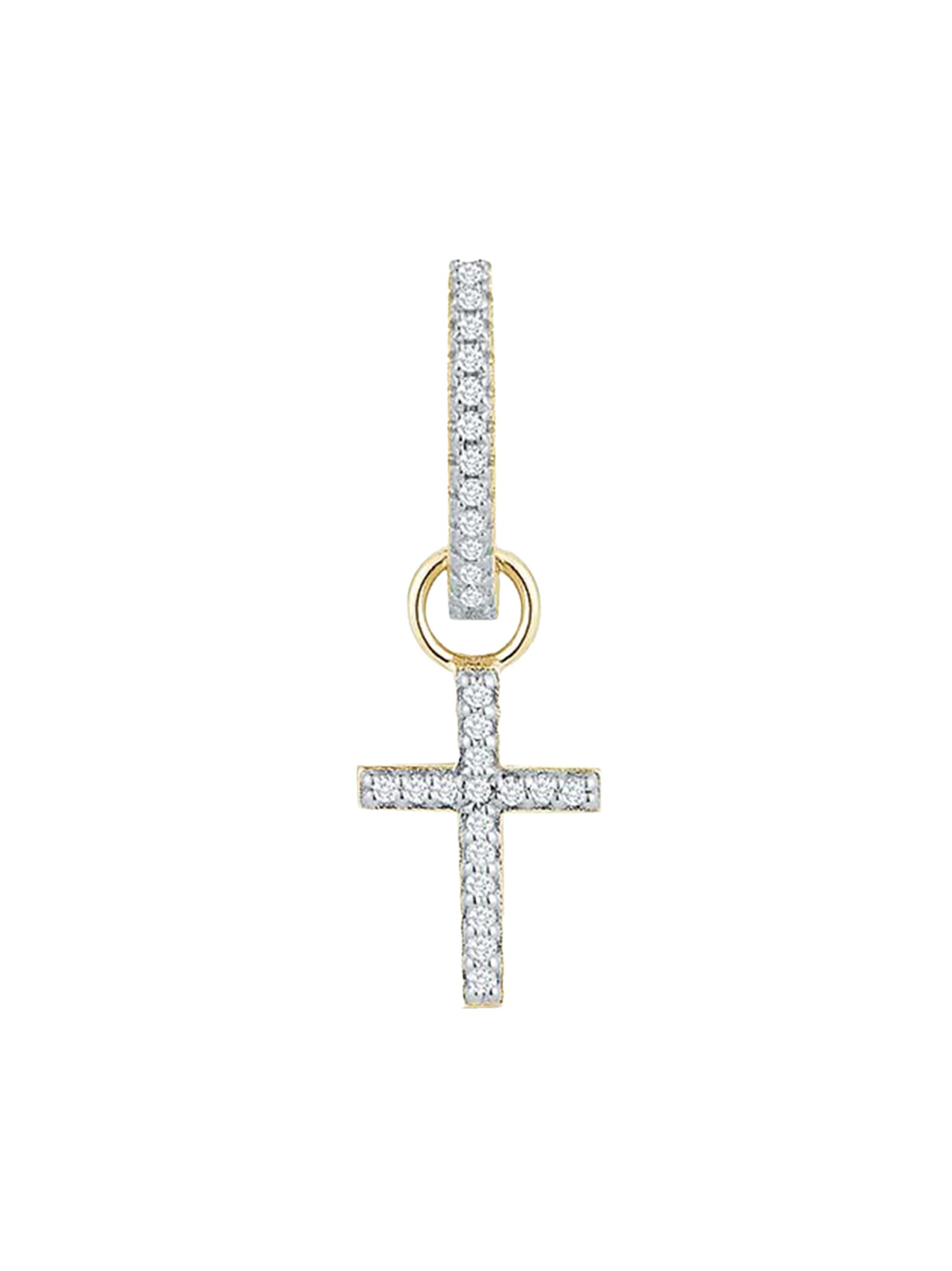 Mateo Men's 14K Gold & 0.29 TCW Diamond Cross Huggie Earring - White Gold