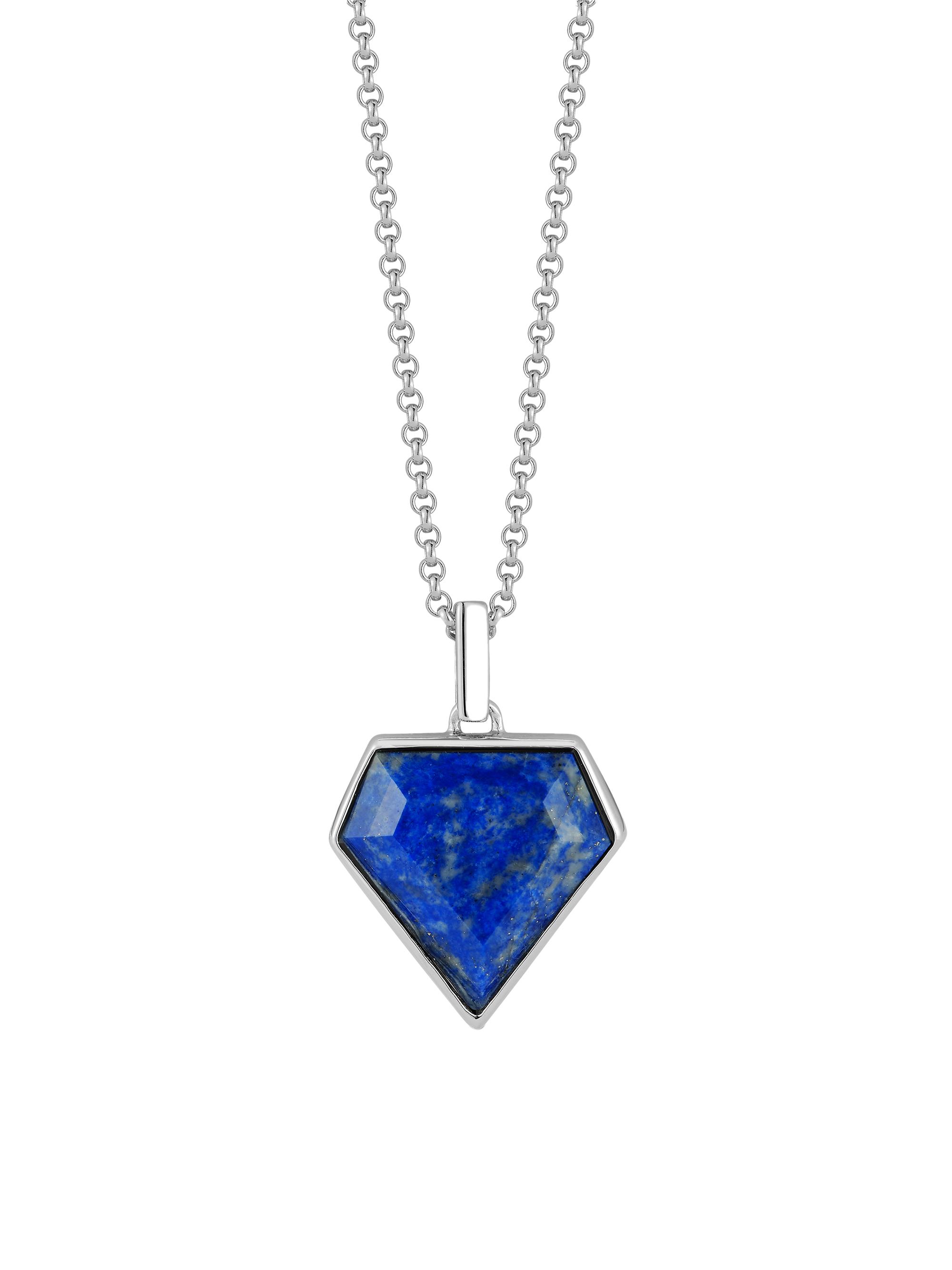 Mateo Men's Lapis Pentagon & Sterling Silver Pentagon Pendant Necklace - Sterling Silver