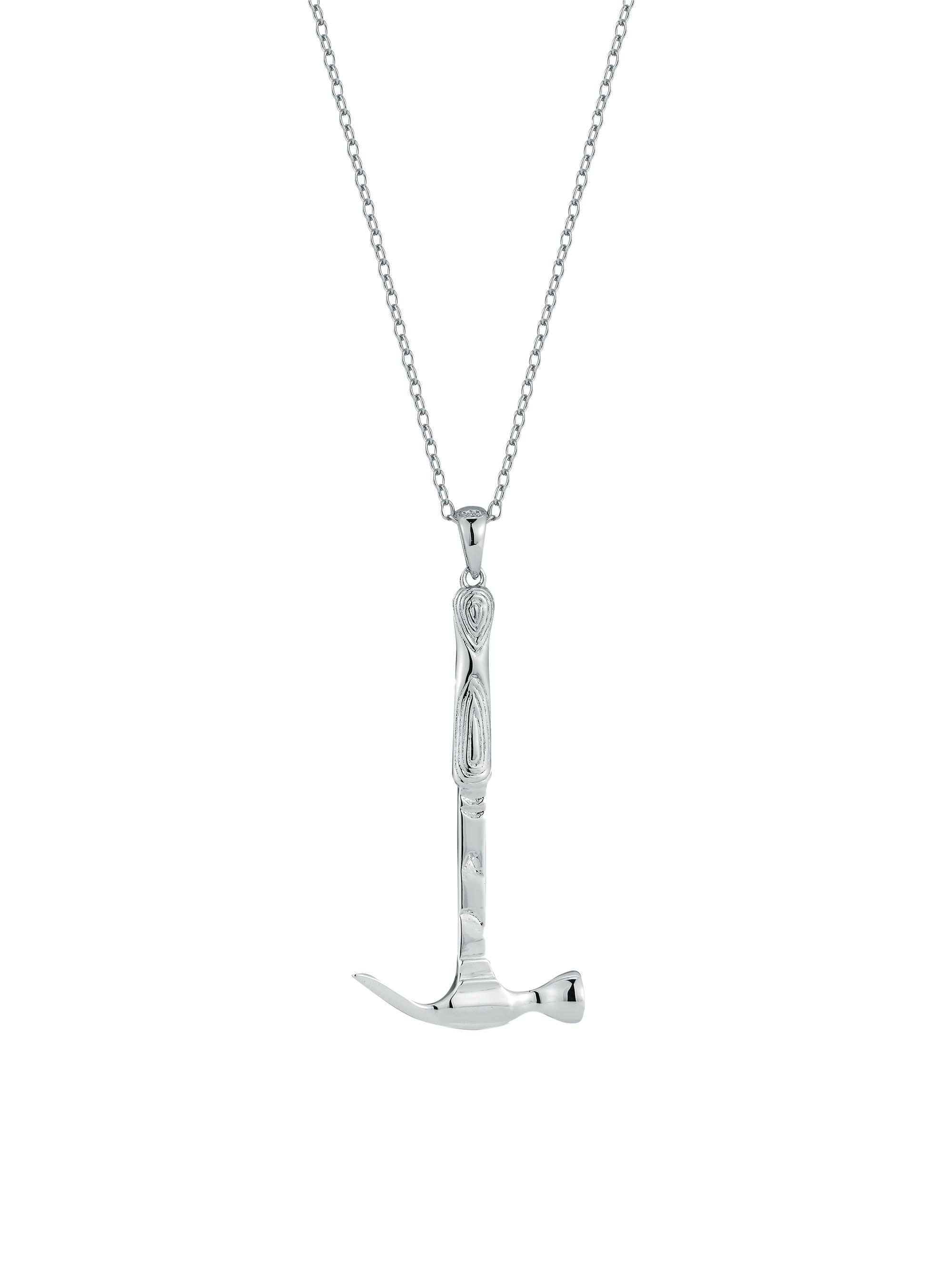 Mateo Men's All That Works Hammer Sterling Silver Pendant Necklace - Sterling Silver