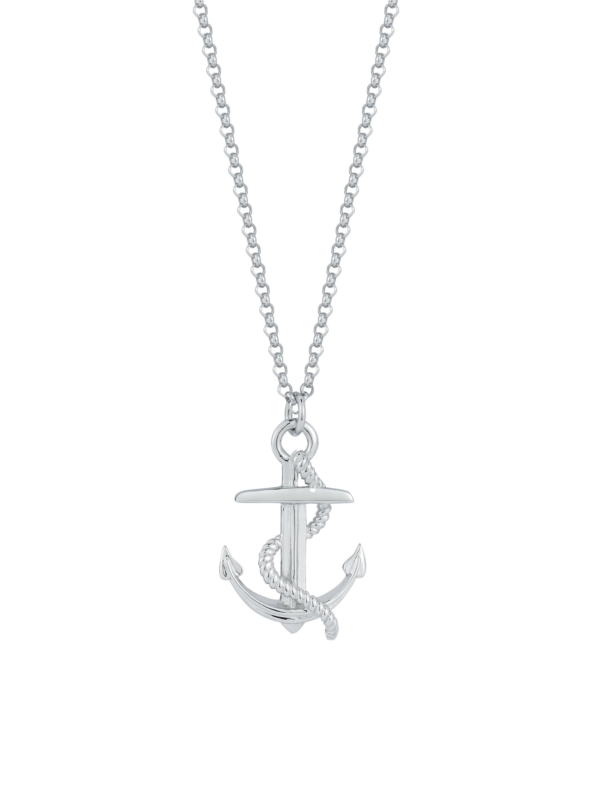 Mateo Men's All That Works Anchor Sterling Silver Pendant Necklace - Sterling Silver