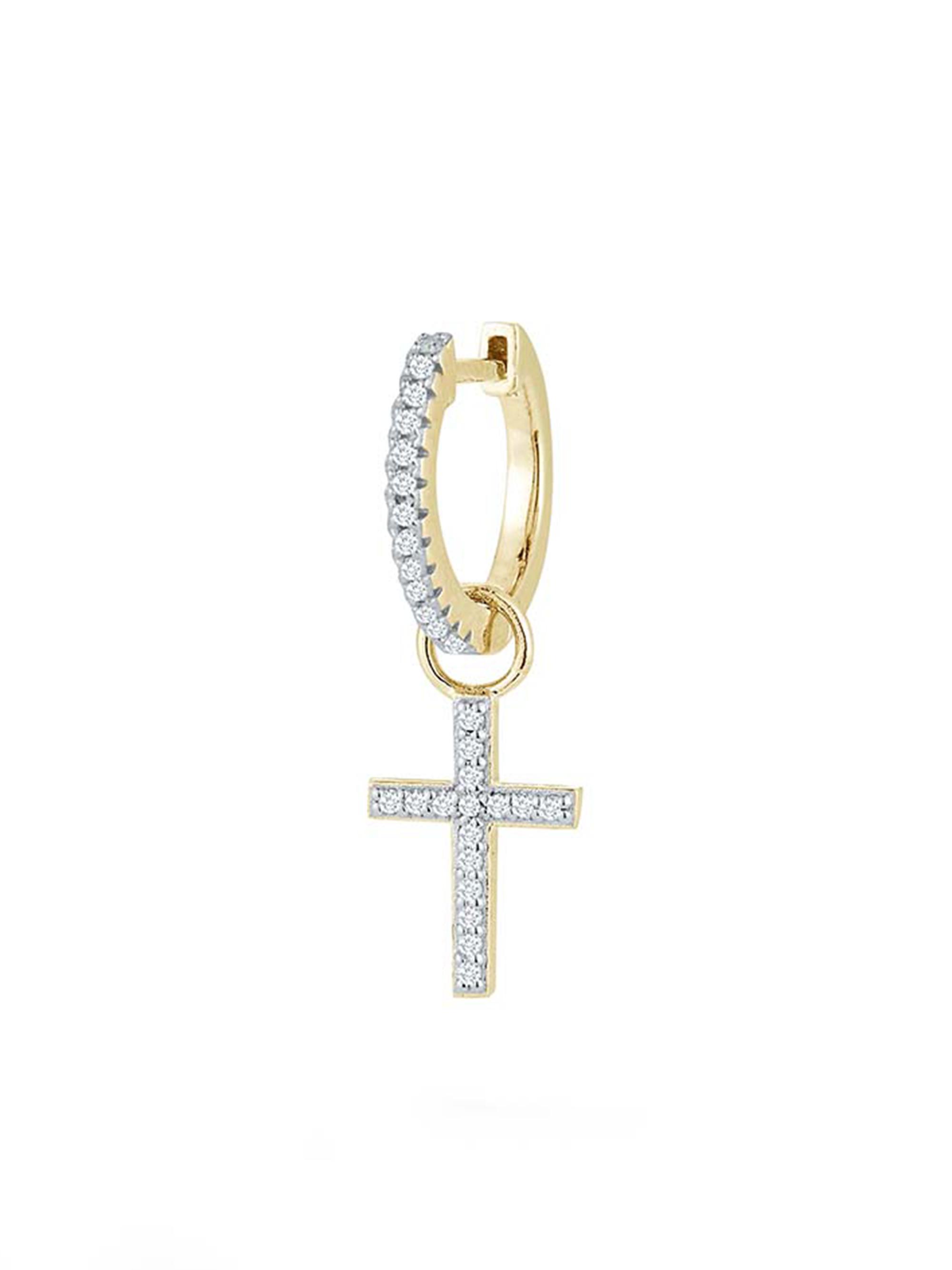 Mateo Men's 14K Yellow Gold & 0.29 CT Diamond Cross Huggie Earring - Yellow Gold