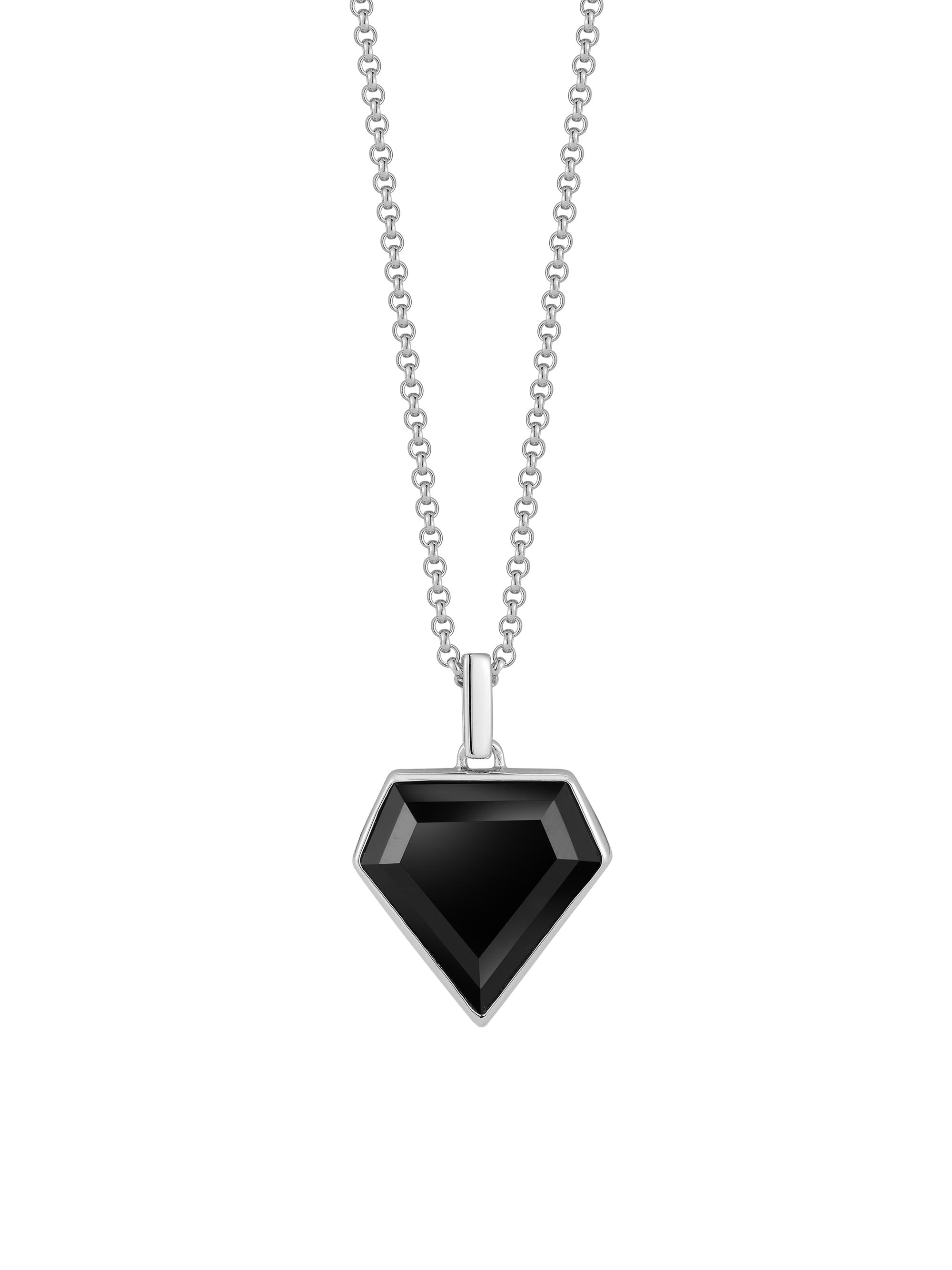 Mateo Men's Onyx & Sterling Silver Pentagon Pendant Necklace - Silver