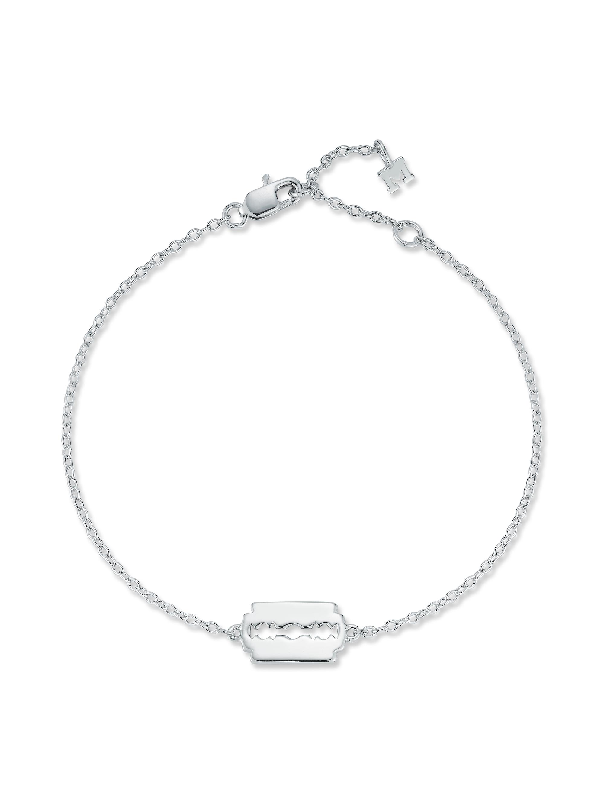 Mateo Men's All That Works Razor Blade Sterling Silver Bracelet - Sterling Silver