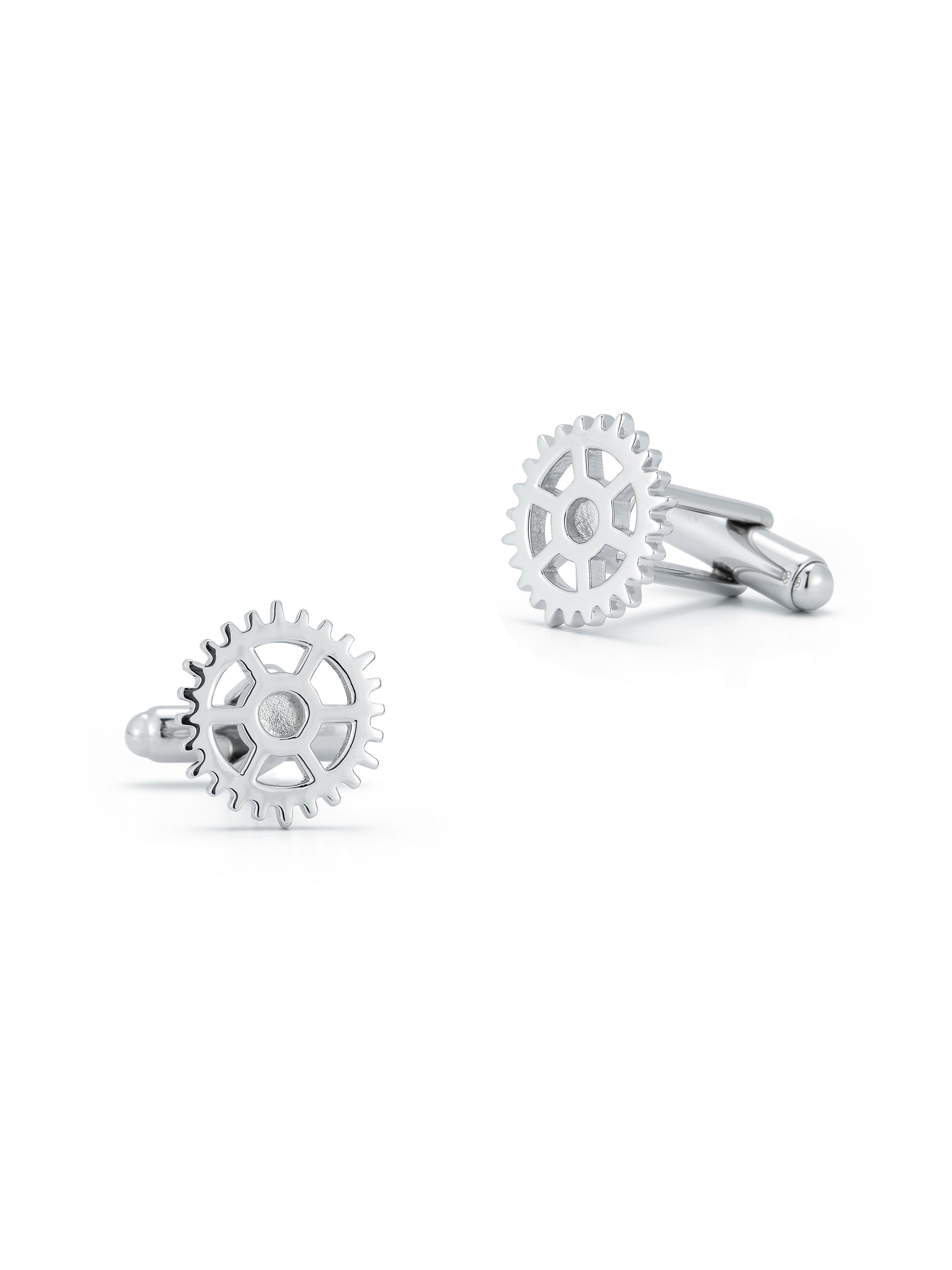 Mateo Men's All That Works Sterling Silver Cog Cufflinks - Sterling Silver