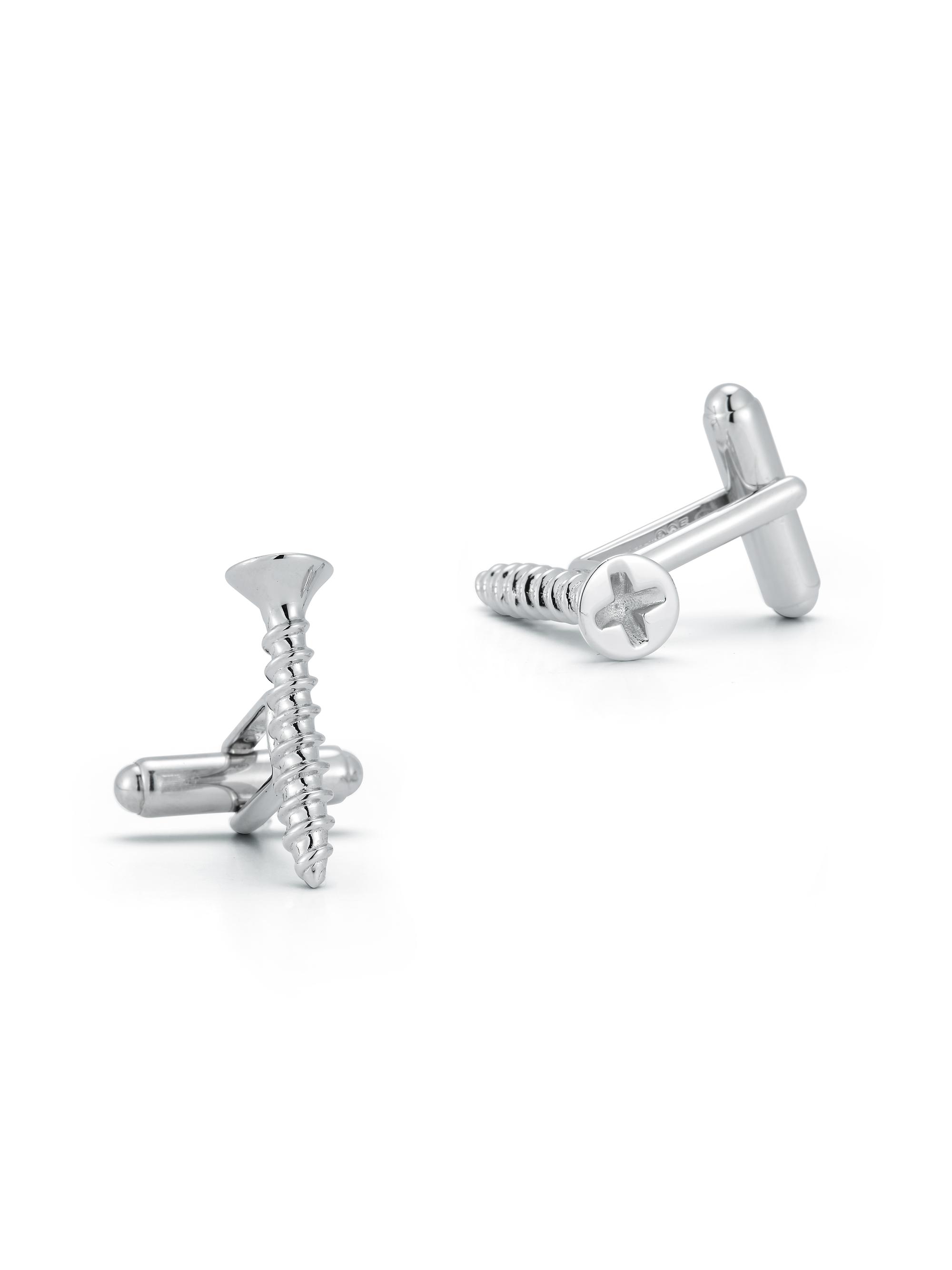 Mateo Men's All That Works Screw Sterling Silver Cufflinks - Sterling Silver