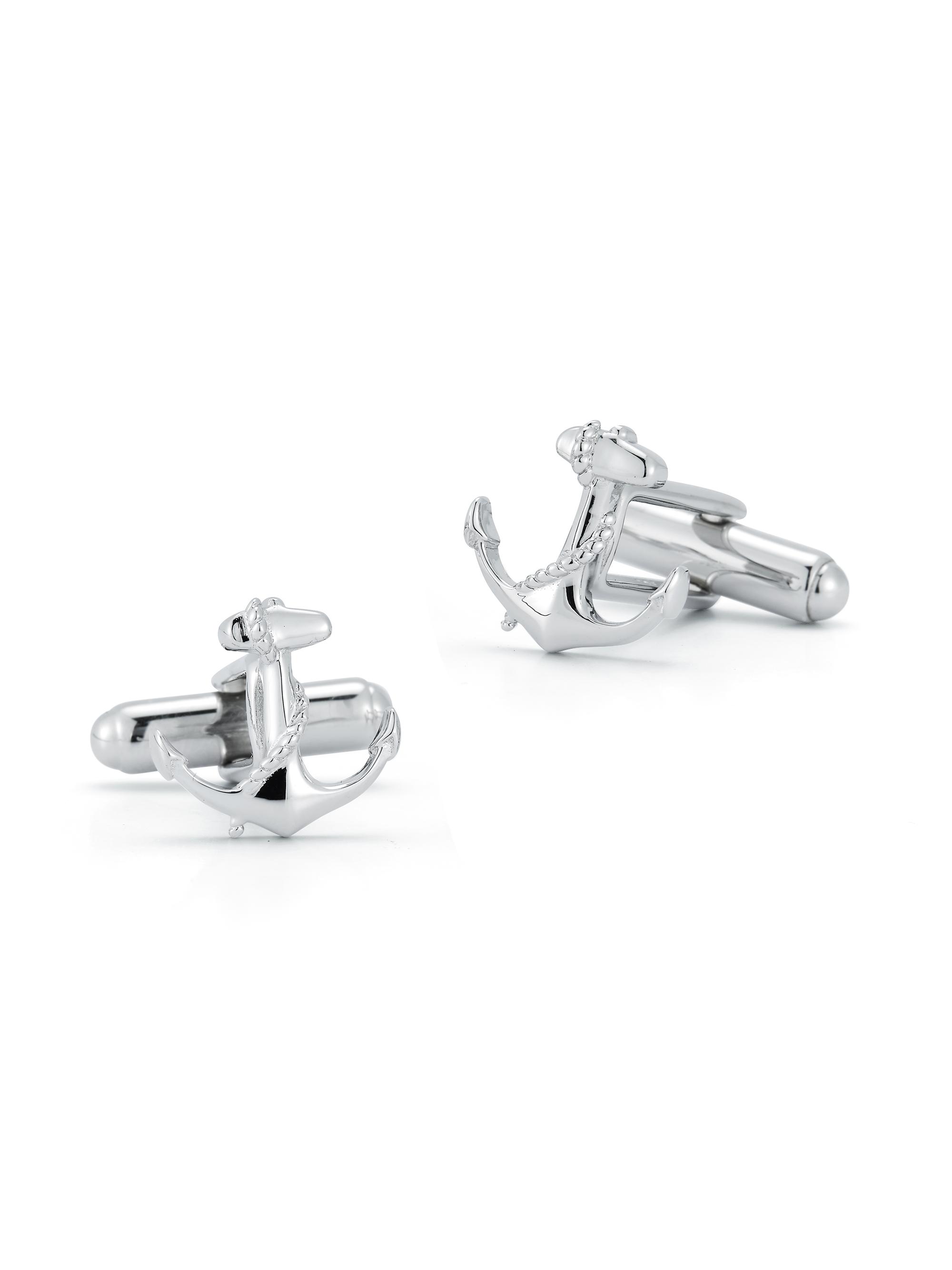 Mateo Men's All That Works Anchor Sterling Silver Cufflinks - Sterling Silver