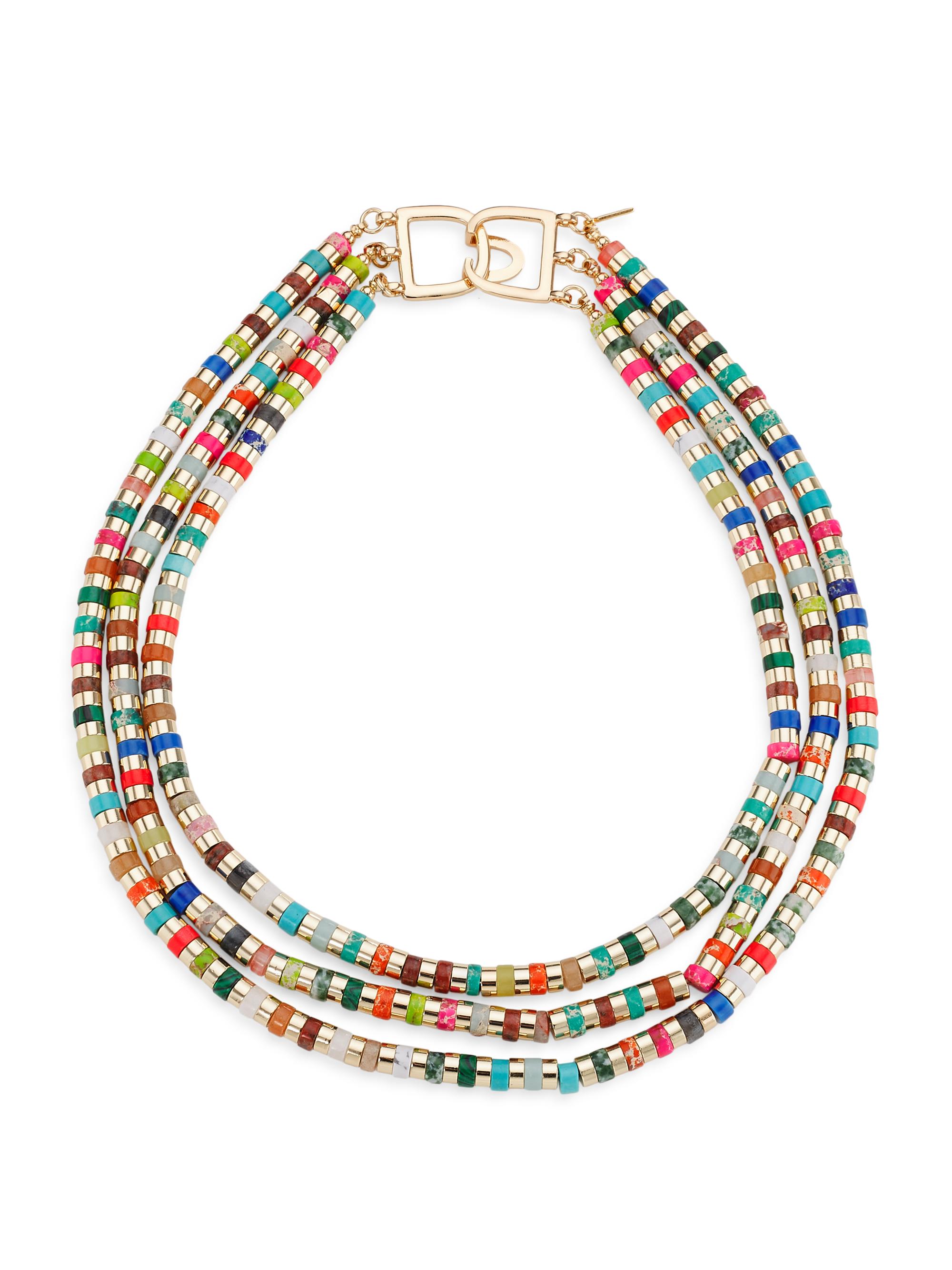 Kenneth Jay Lane Women's 14K-Gold-Plated & Beaded 3-Strand Necklace - Gold Multi