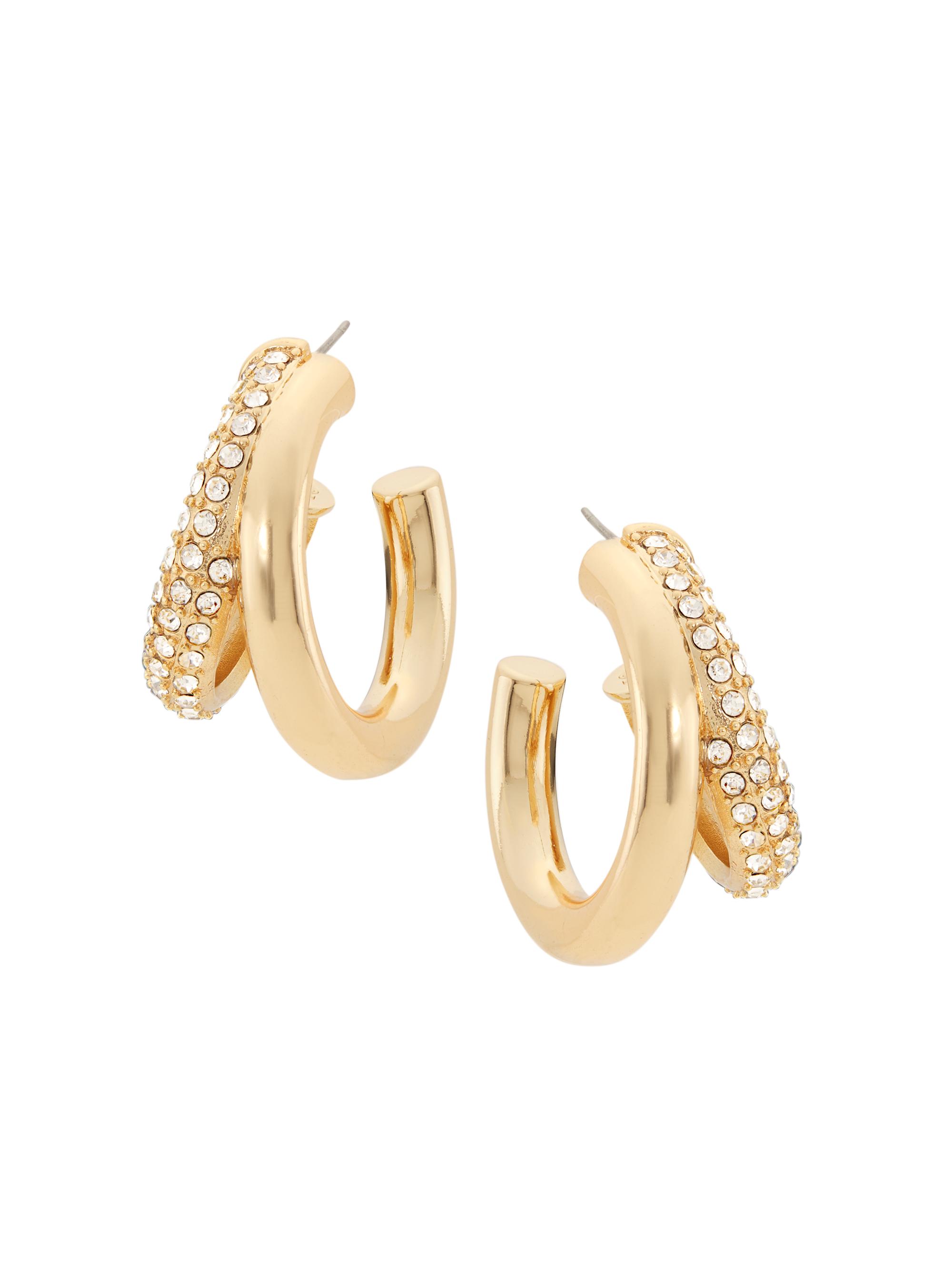 Kenneth Jay Lane Women's 14K-Gold-Plated & Glass Crystal Double-Hoop Earrings - Gold Crystal