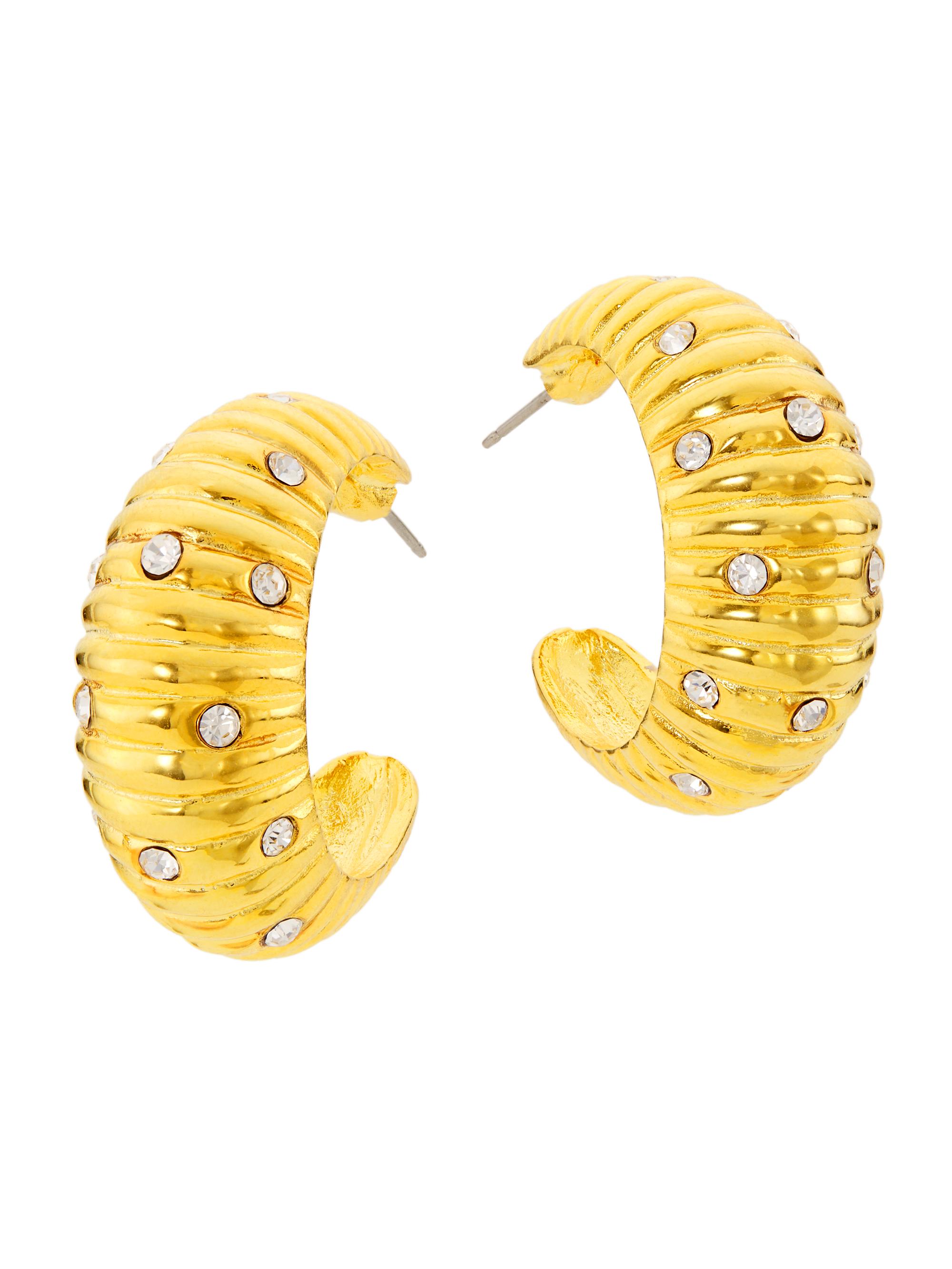 Kenneth Jay Lane Women's 22K-Gold-Plated & Glass Crystal Shrimp Hoop Earrings - Gold Crystal