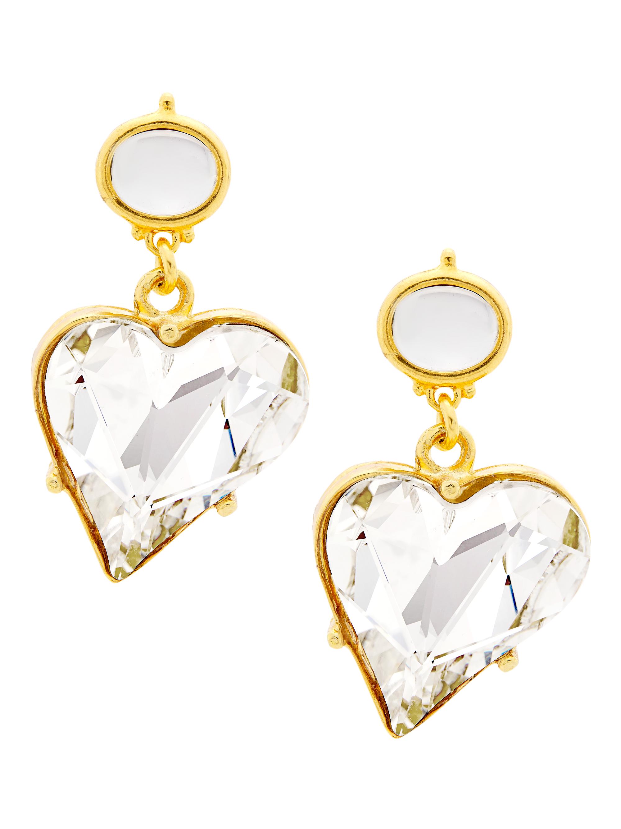 Kenneth Jay Lane Women's 22K Gold-Plated & Glass Crystal Heart Clip-On Earrings - Gold Crystal