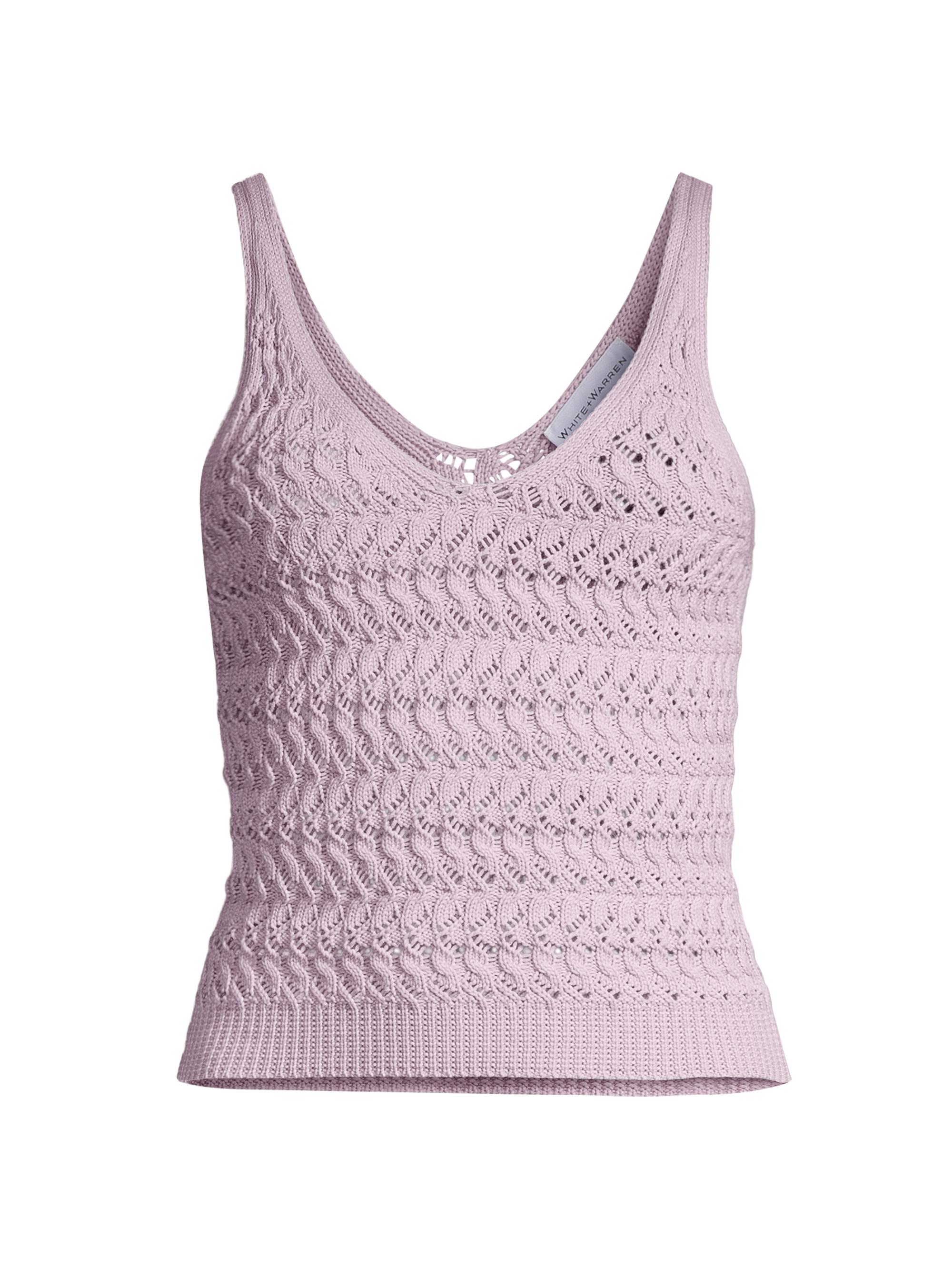 White + Warren Women's Stretch Cotton Textured Tank Top - Pale Wisteria