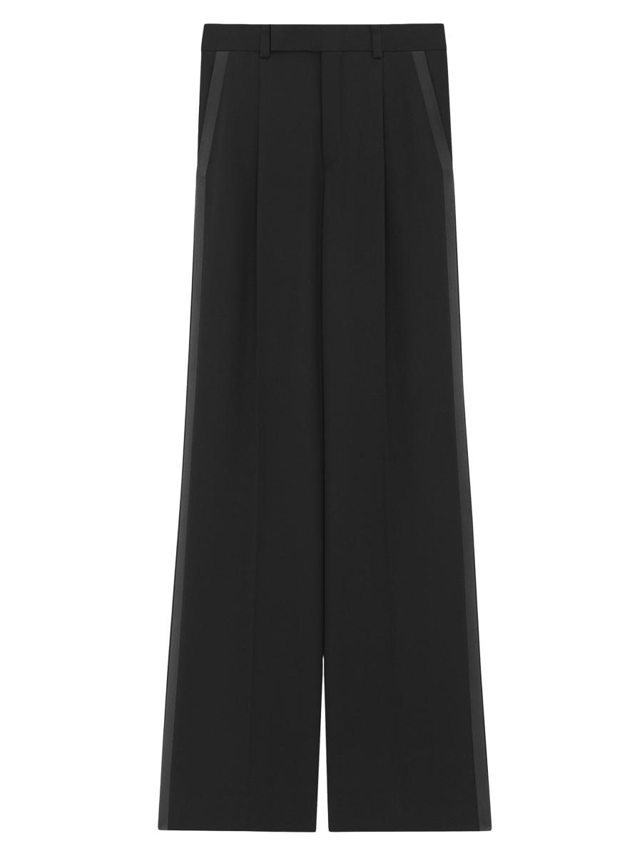パンツ Saint Laurent FW24 Tuxedo pants (798935Y7E63 1000) Saint Laurent Flared Tuxedo Pants in Grain De Poudre | Saks