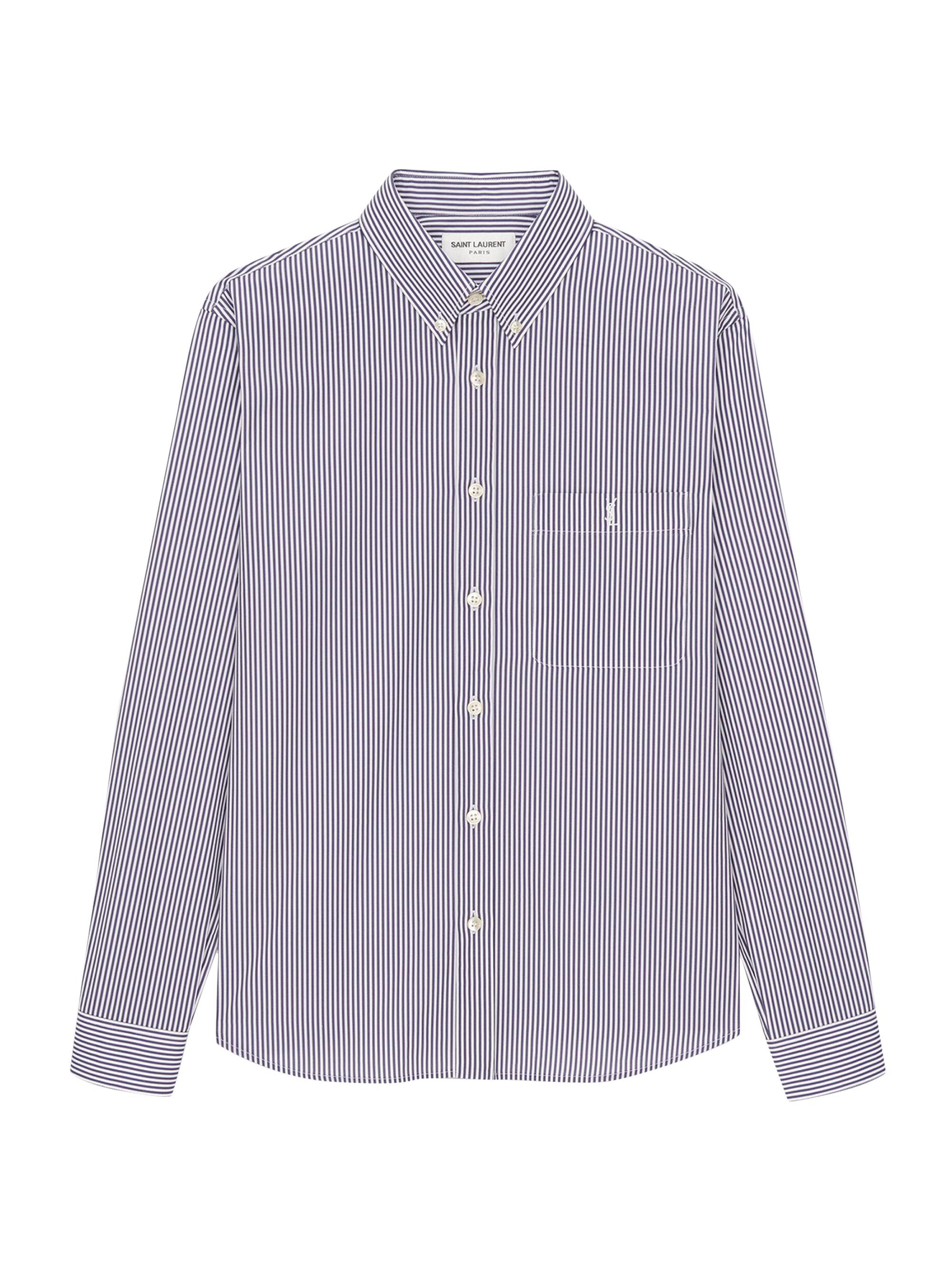 Saint Laurent Monogram Shirt in Striped Cotton Poplin | Saks Fifth Avenue