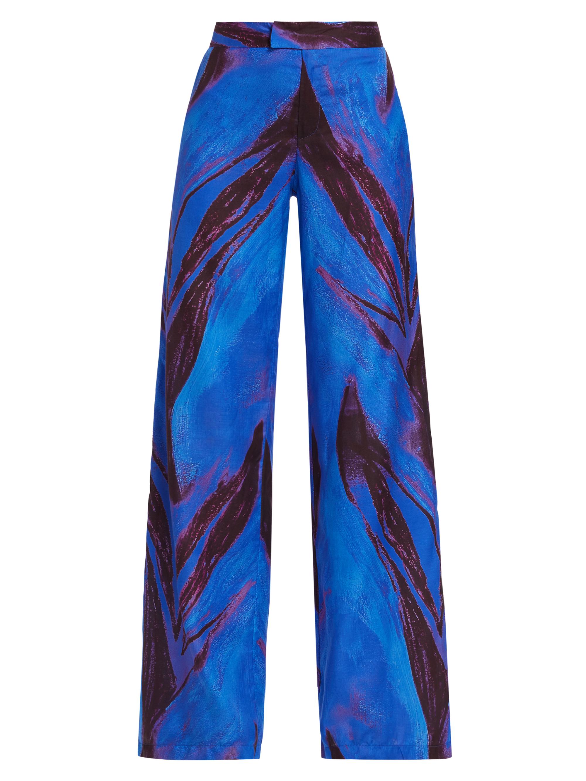 Louisa Ballou Women's Wide-Leg Trousers - Violet Flower