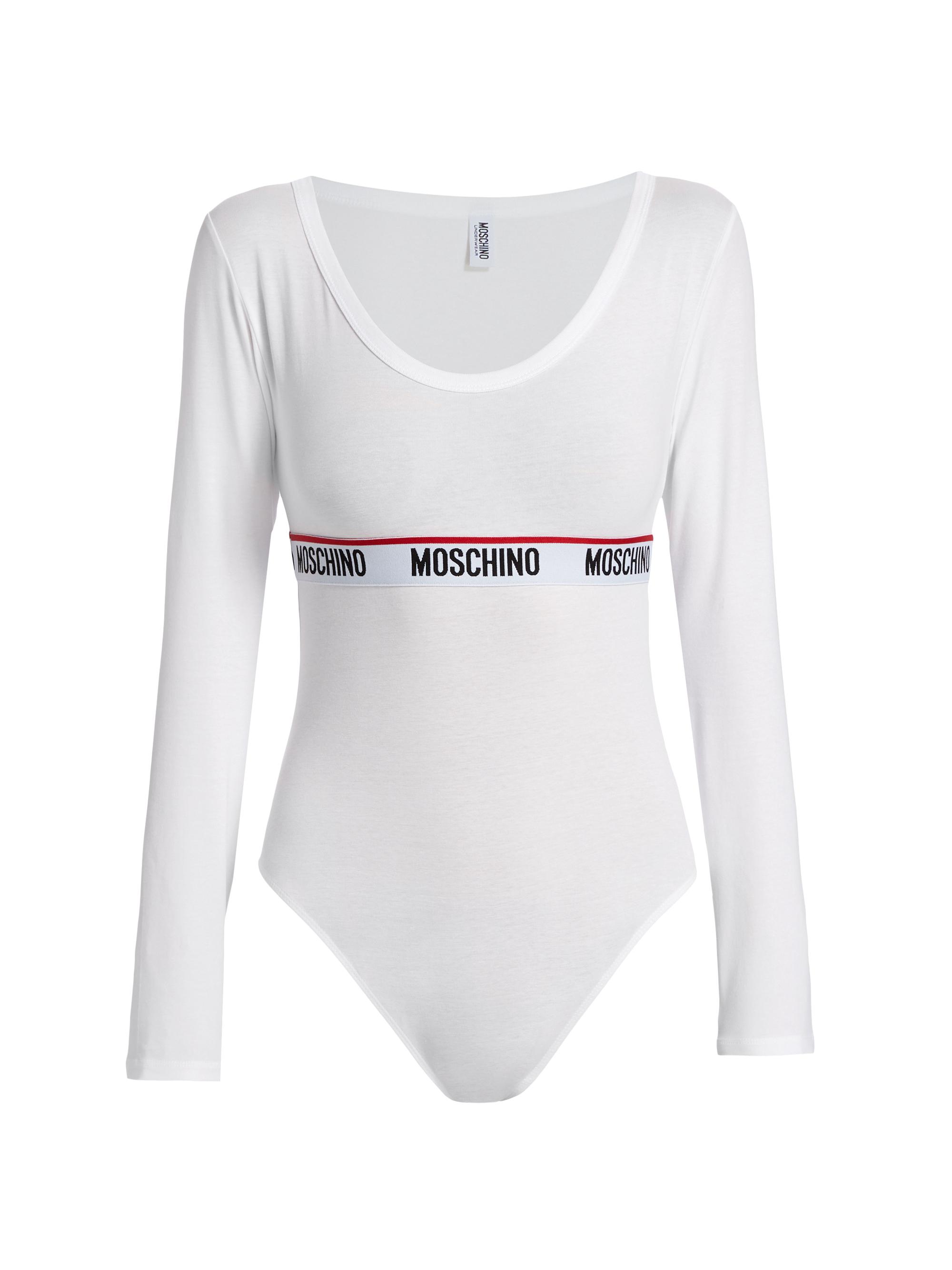 Moschino Women's Stretch Cotton Logo Bodysuit - Whitearchived