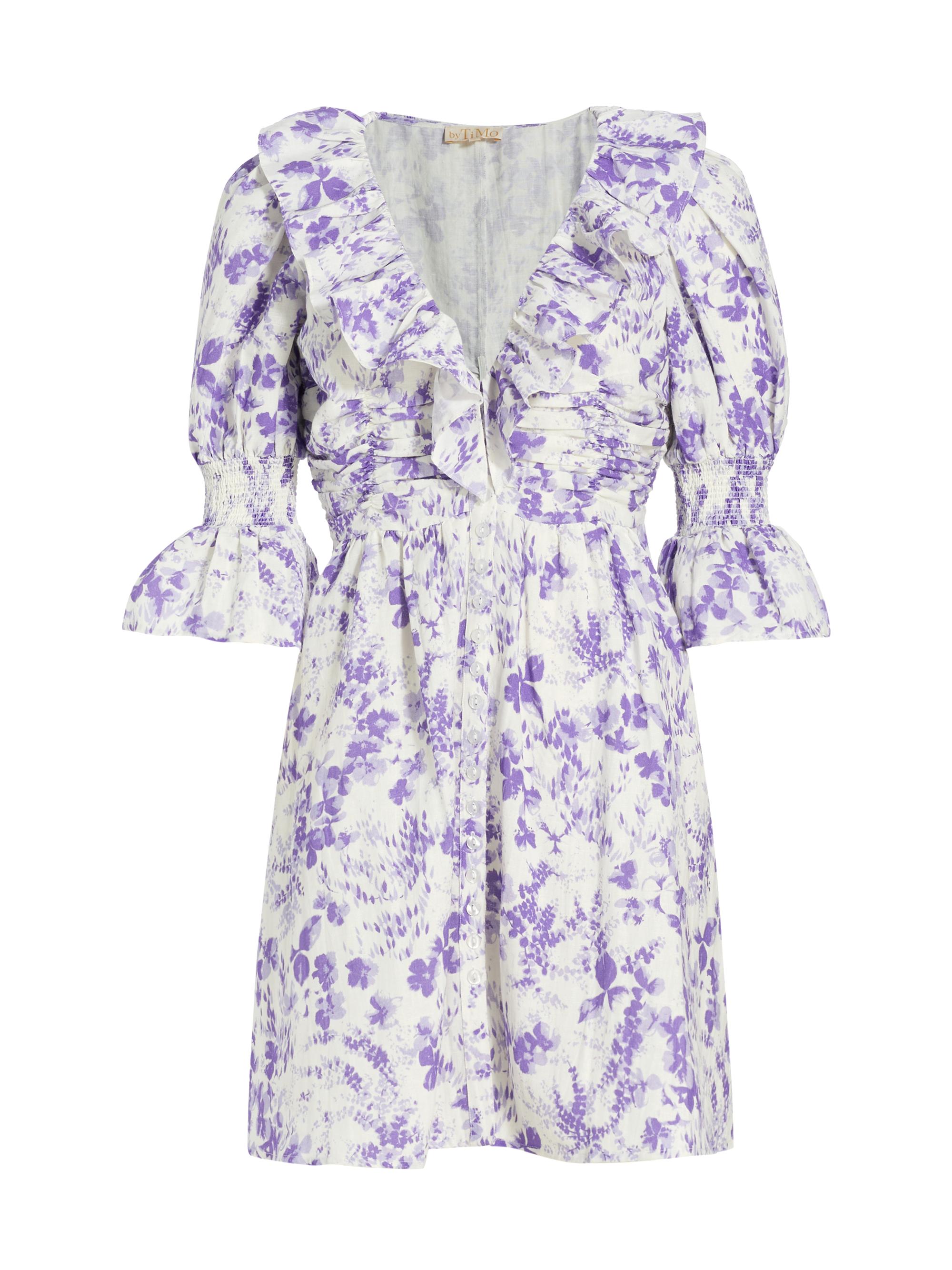 byTiMo Women's Floral Linen & Cotton Minidress - Lilac Blossom