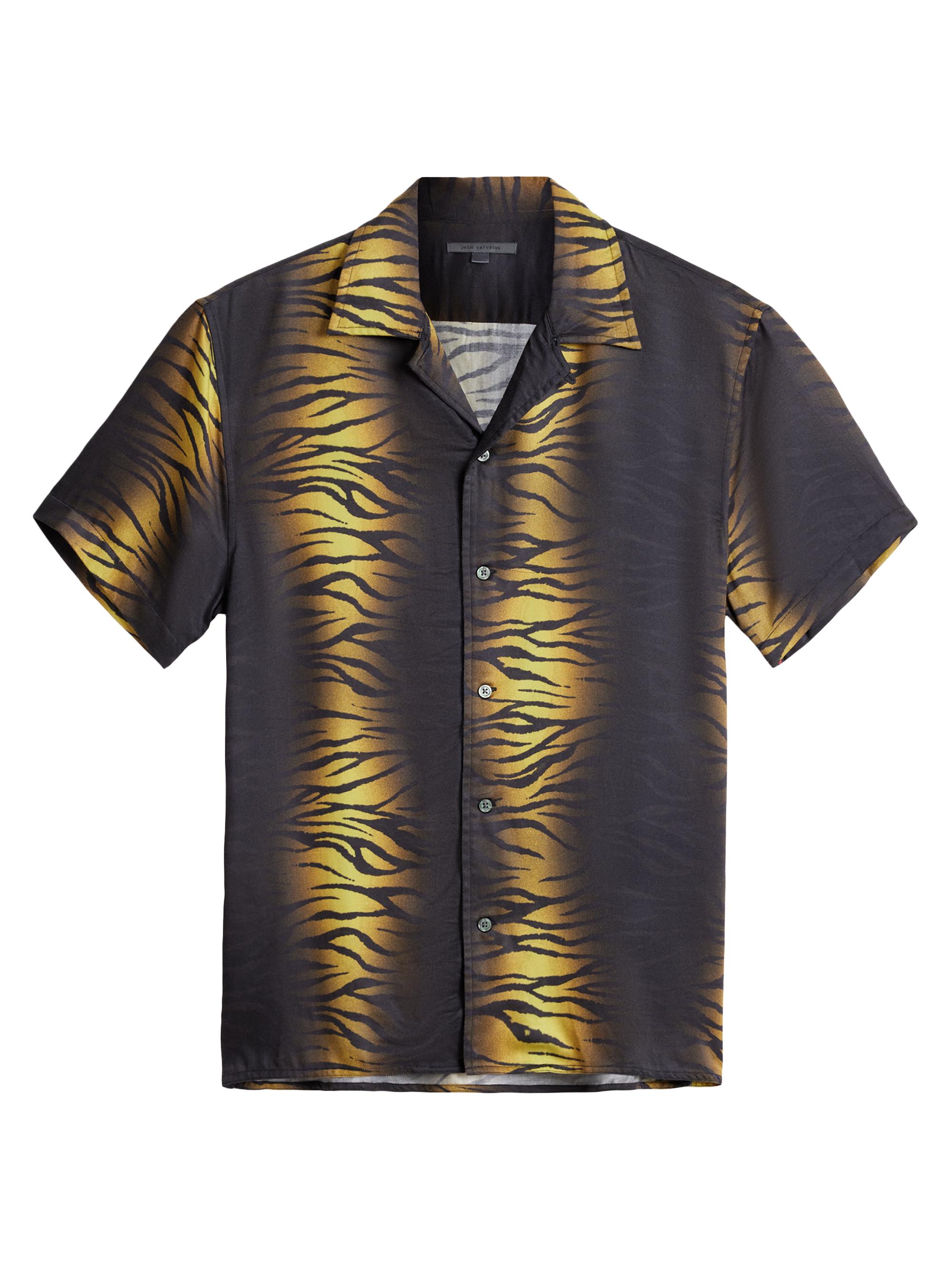John Varvatos Men's Danny Zebra Camp Shirt - Citron