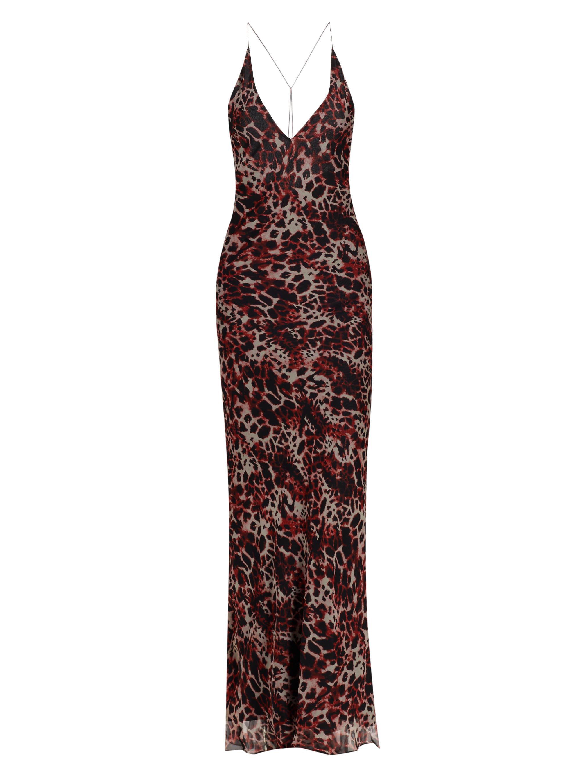 Adriana Iglesias Women's Farne Leopard Silk Slipdress - Leopard Red Chiffon Silk Black Crepe