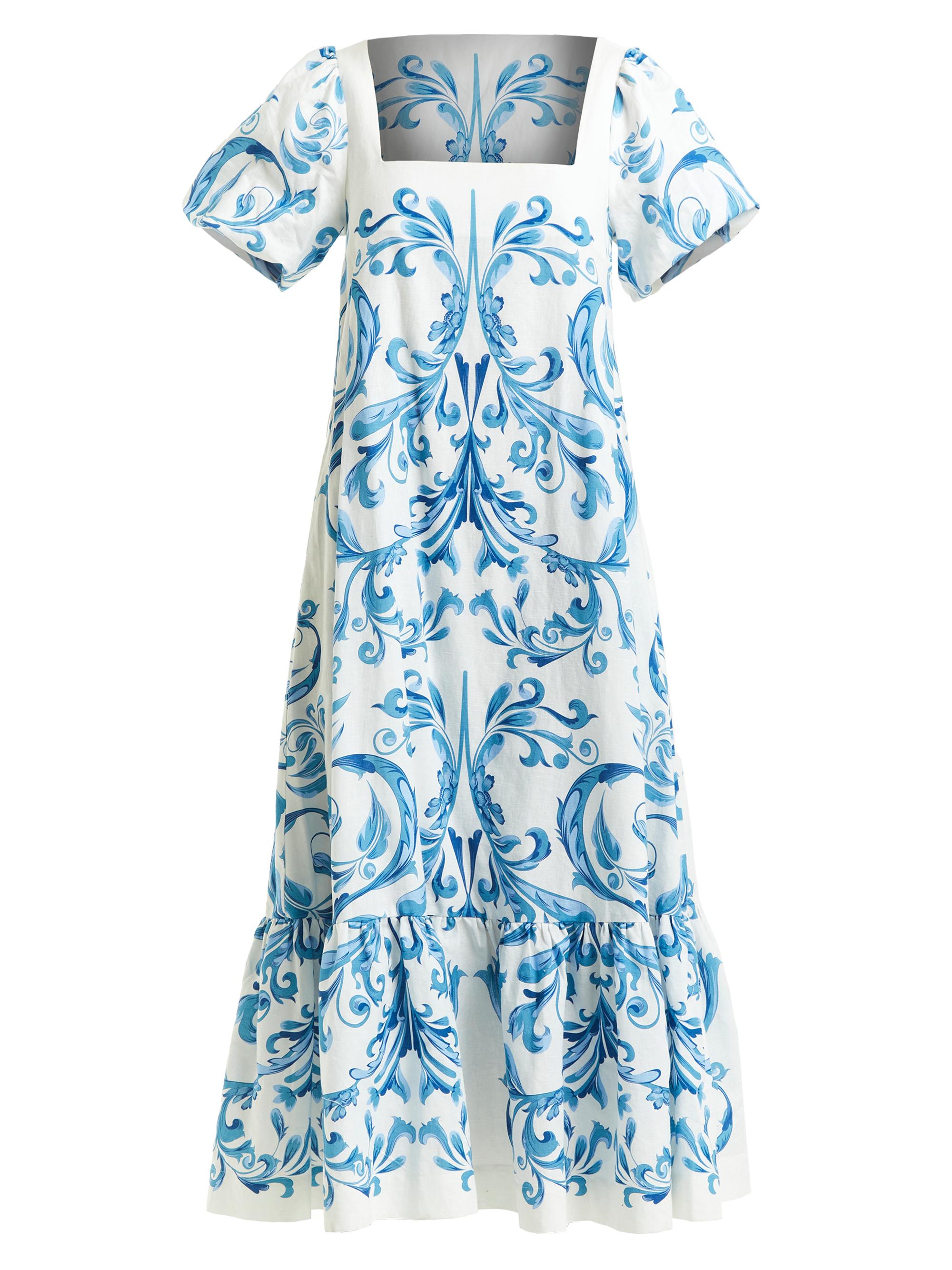 Mestiza New York Women's Jasmine Linen-Blend Midi Dress - Blue
