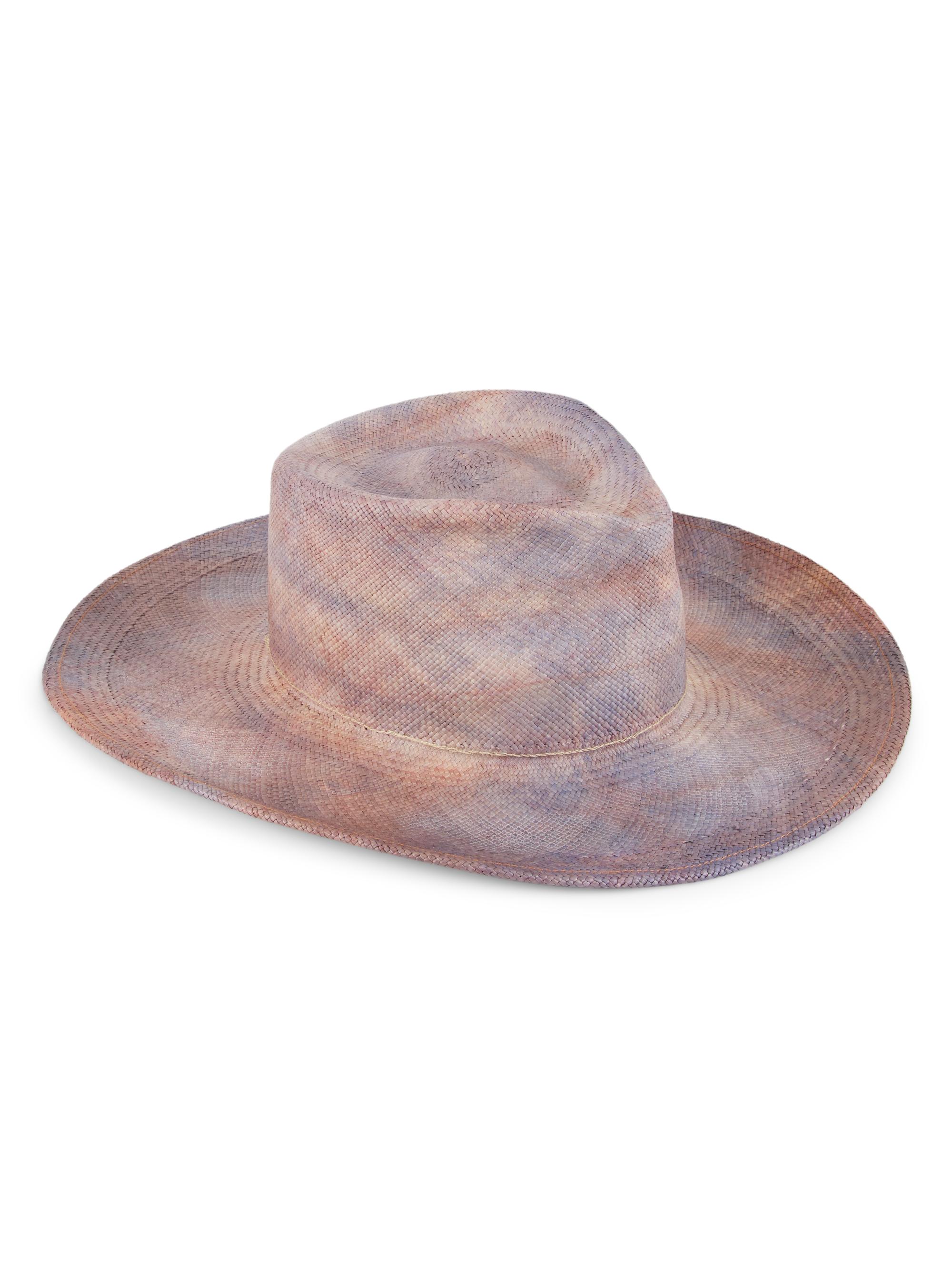 Monrowe Women's Tie-Dyed Cowboy Flange Panama Hat - Pale Pink Tie Dye