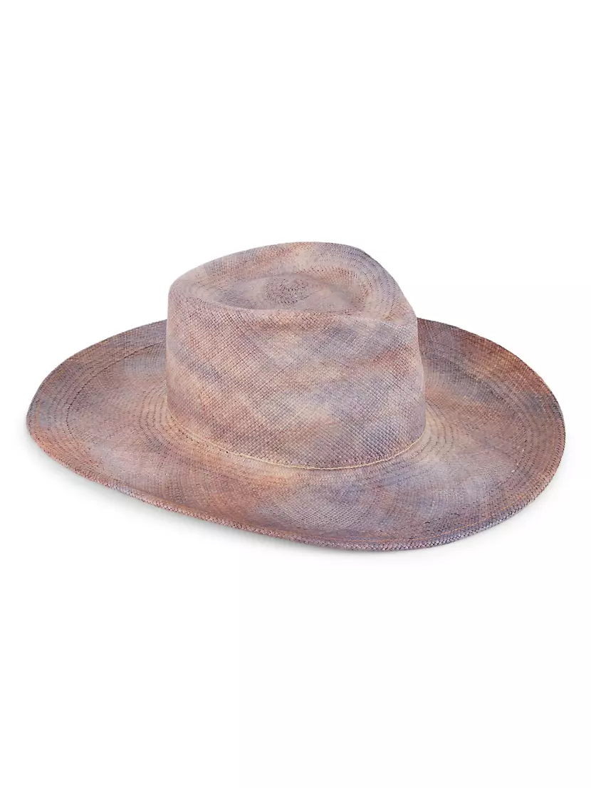 Monrowe Women's Tie-Dyed Cowboy Flange Panama Hat - Pale Pink Tie Dye - Size Small