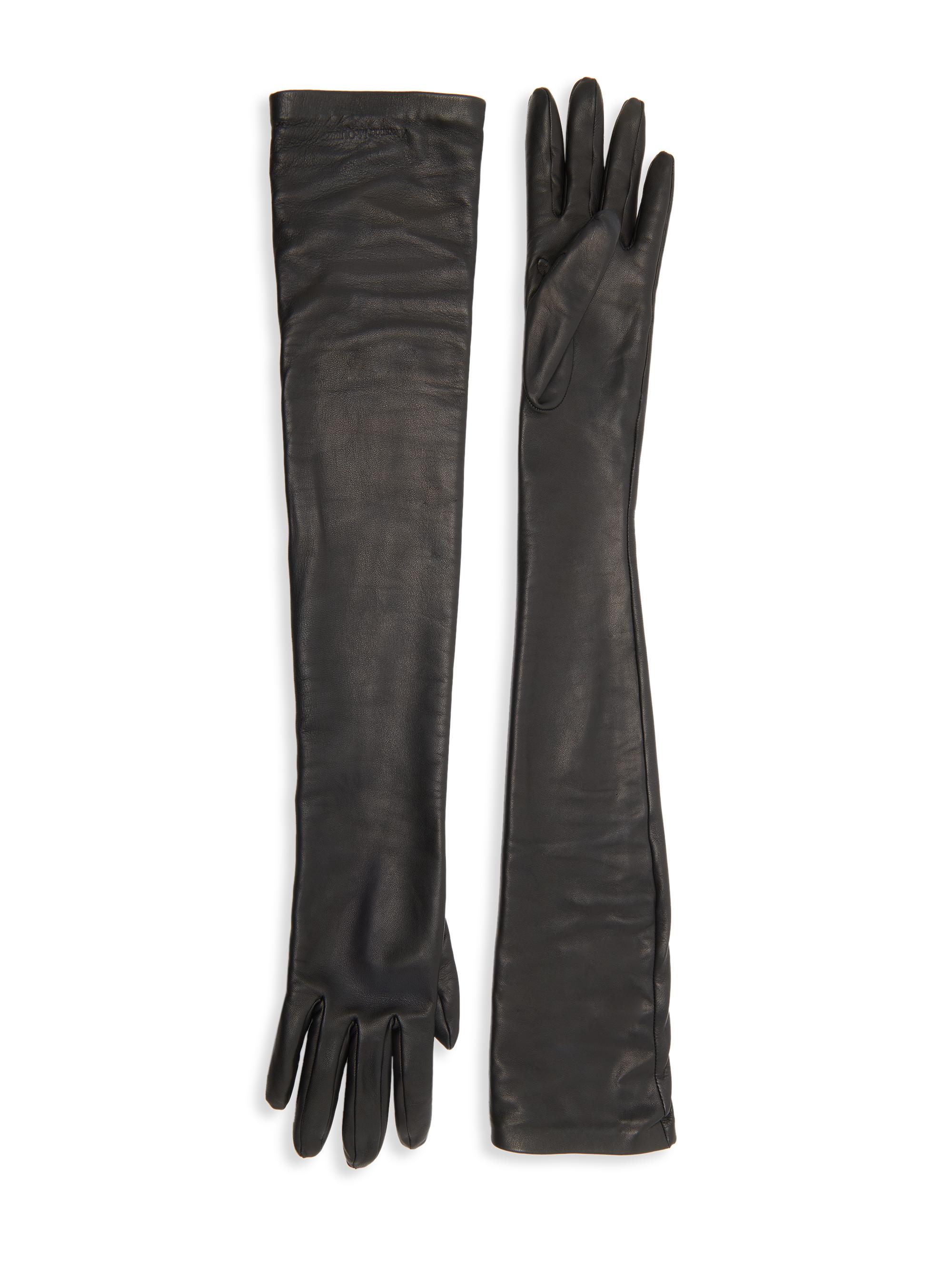 McQueen Women's Fitted Long Lambskin Gloves - Black