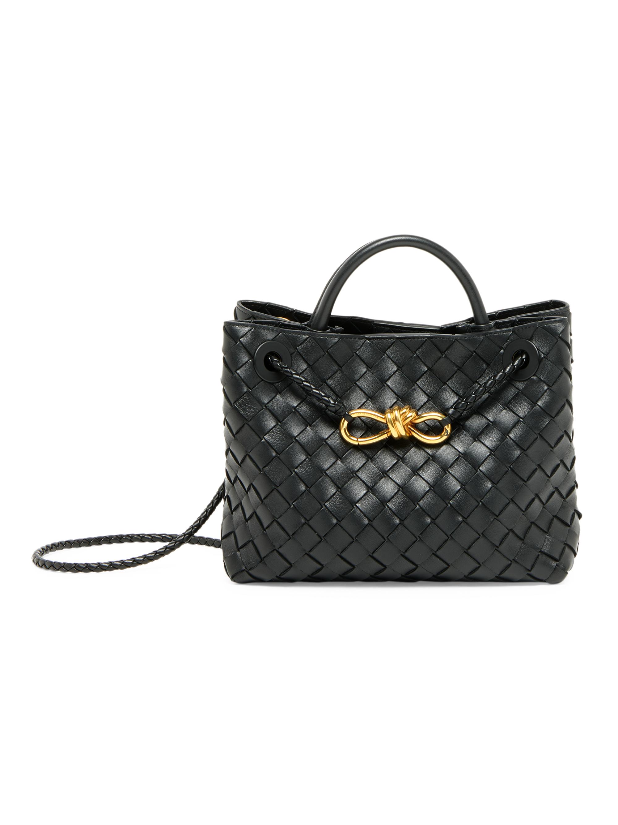 Bottega Veneta Women's  Andiamo Intrecciato Leather Top Handle Bag - Black