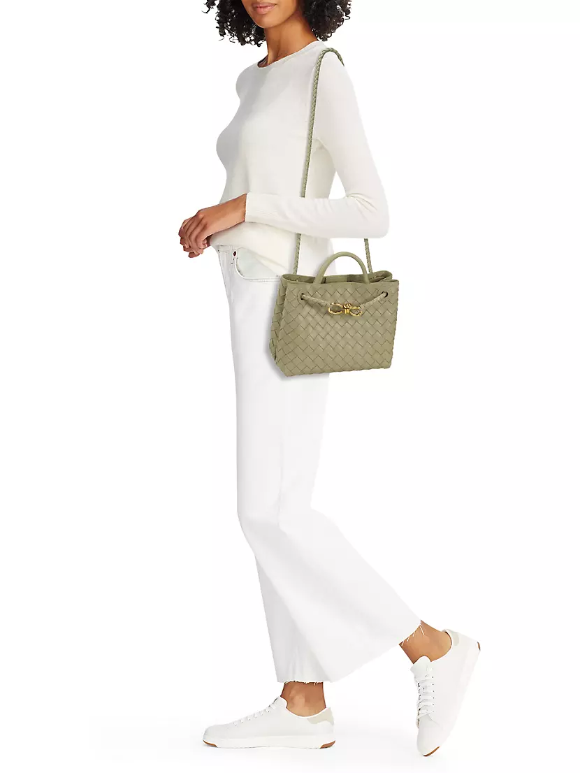 Bottega Veneta Women's Small Andiamo Intrecciato Leather Top Handle Bag - Agate Grey