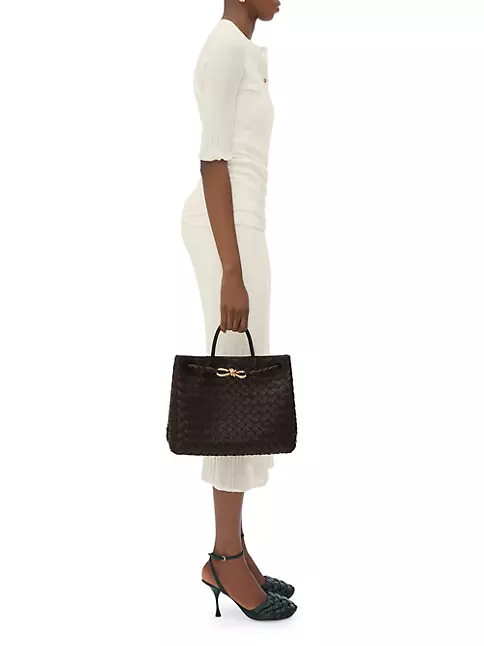 Brown Andiamo medium Intrecciato-leather handbag, Bottega Veneta