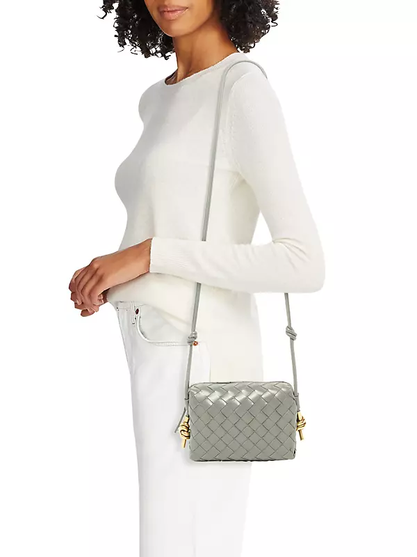 Bottega Veneta Loop Intrecciato Camera Bag Mini White in Lambskin Leather  with Gold-tone - US