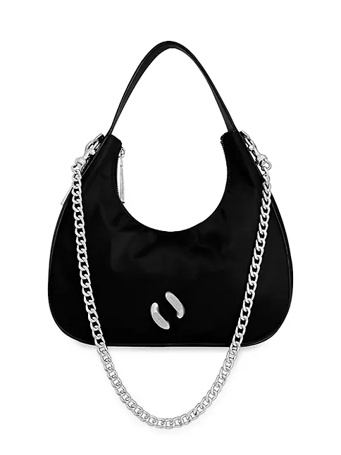 Authentic GUCCI Nylon Monogram Hobo Black Shoulder Bag Purse/ Handbag