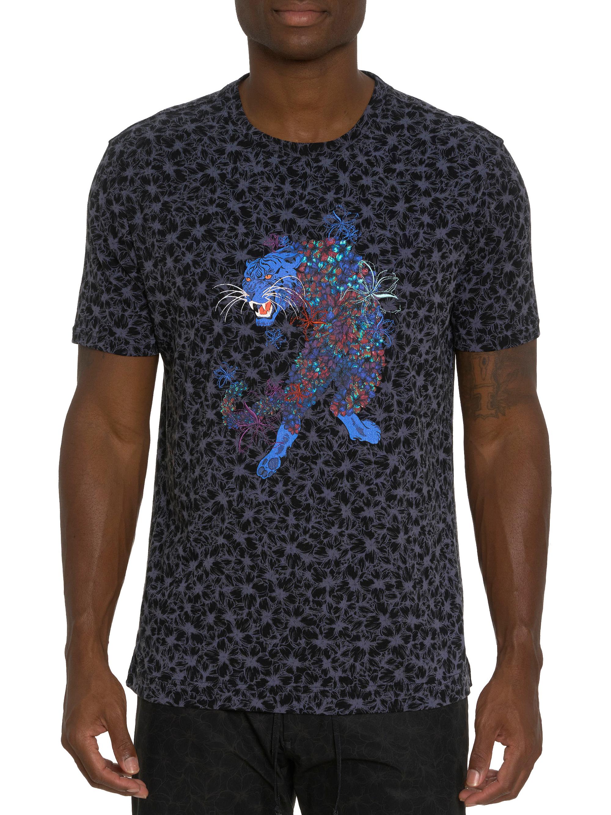 Robert Graham Men's Floral Tiger Cotton T-Shirt - Navy