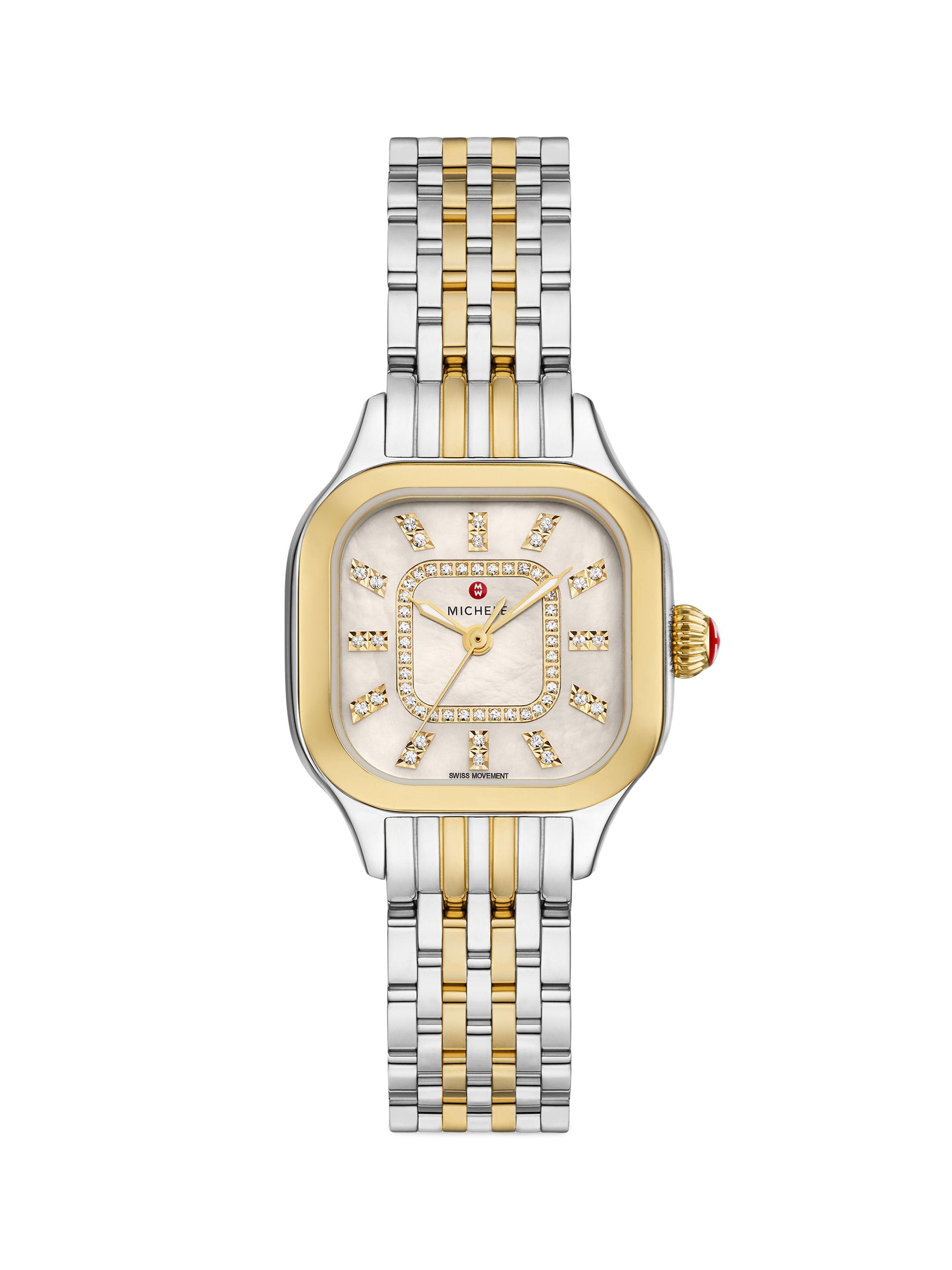 Michele Women's Meggie Two-Tone Stainless Steel & 0.25 TCW Diamond Bracelet Watch/29MM