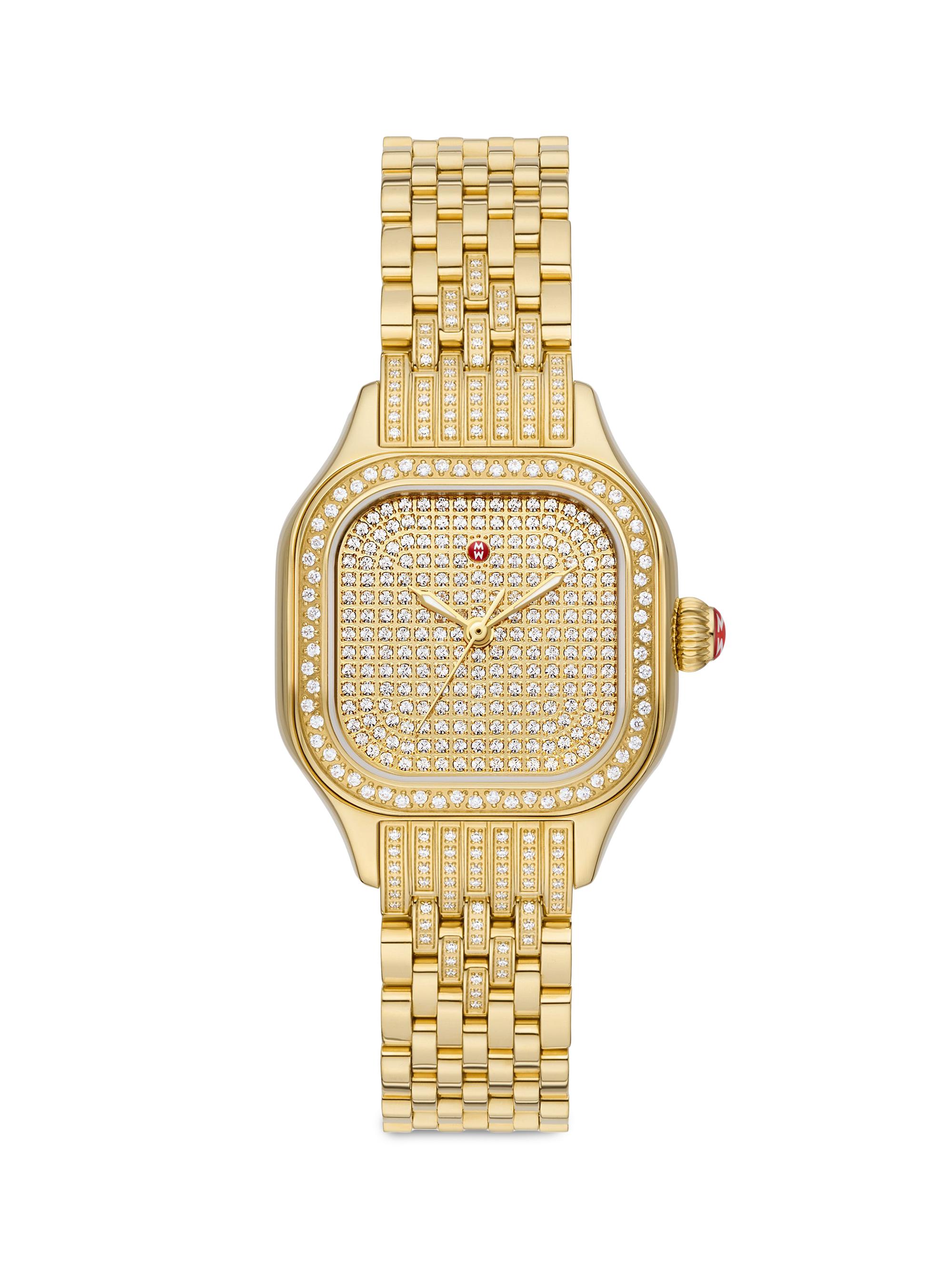 Michele Women's Meggie 18K-Gold-Plated & 2.8 TCW Diamond Bracelet Watch/29MM
