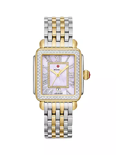 Deco Madison Two-Tone 18K Gold-Plated Diamond Watch