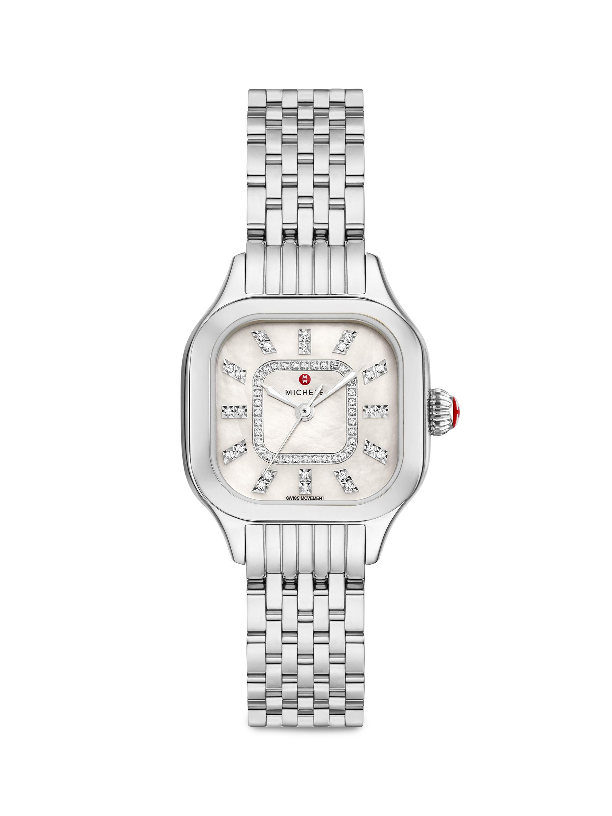 Michele Women's Meggie Stainless Steel & 0.19 TCW Diamond Bracelet Watch/29MM