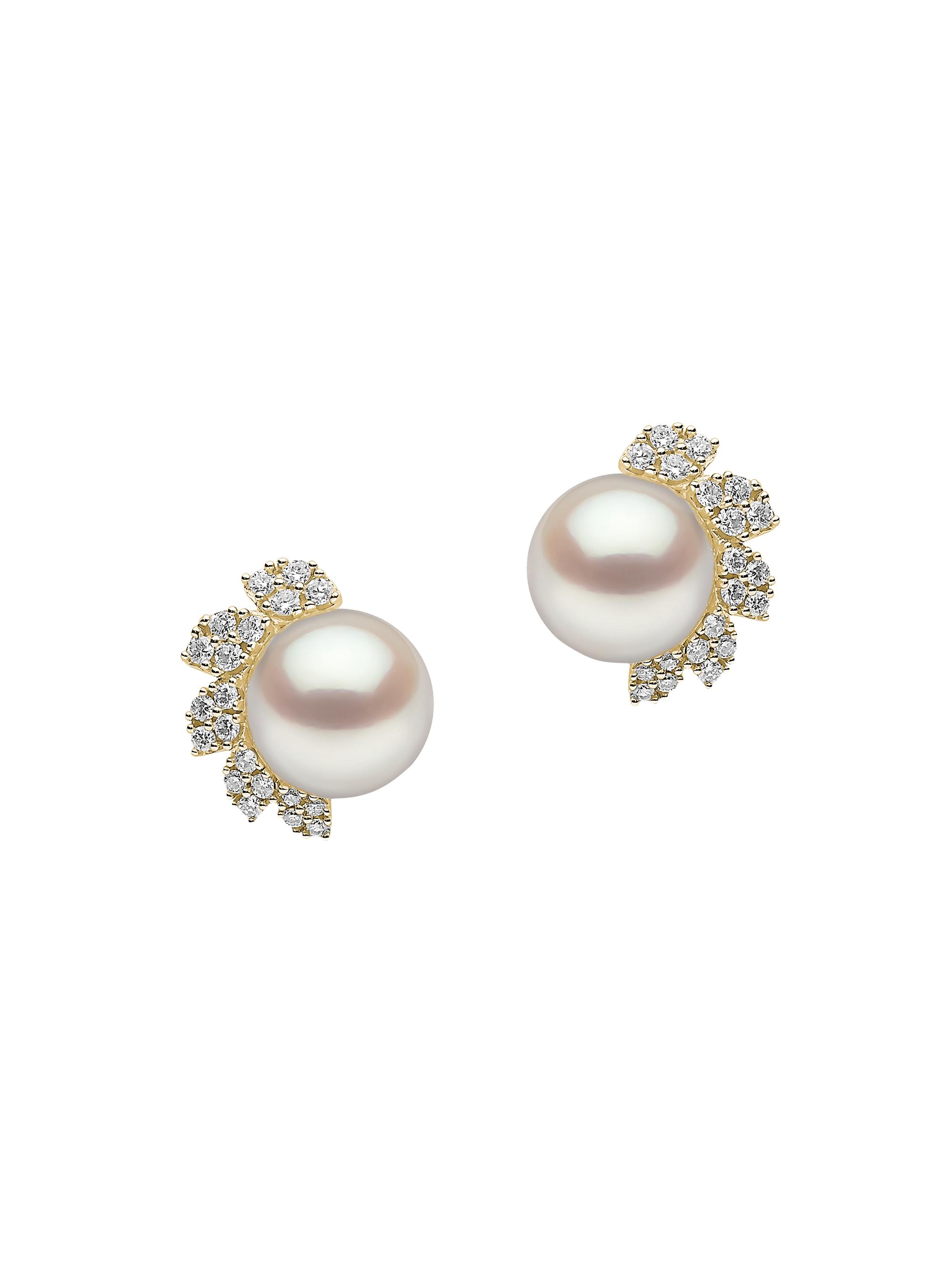 Yoko London Women's Trend 18K Yellow Gold, Freshwater Pearl & Diamond Stud Earrings - Yellow Gold