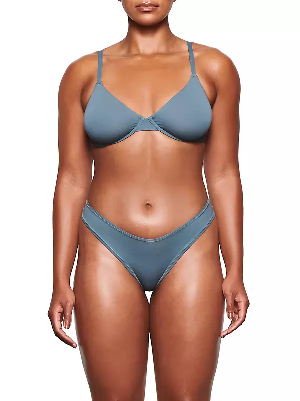 COTTON JERSEY DIPPED THONG | LIGHT HEATHER GREY