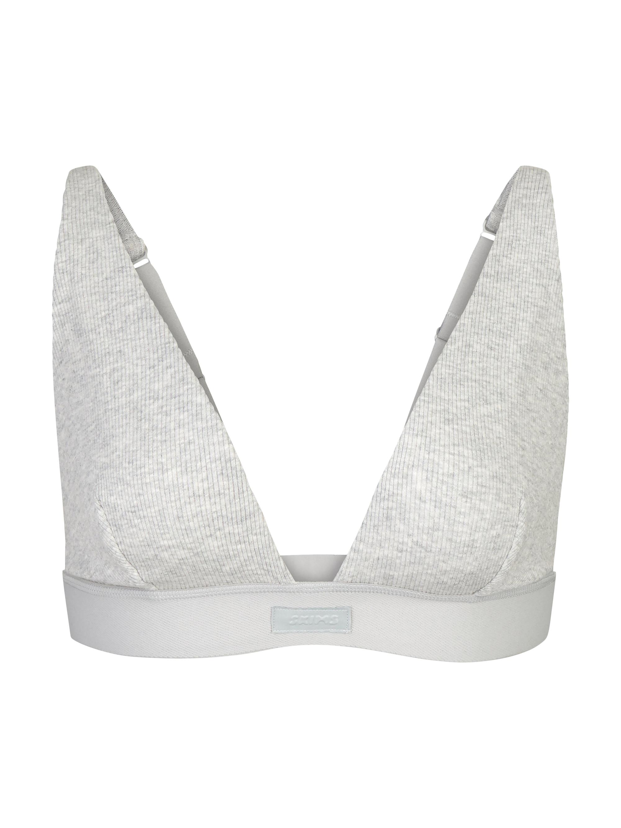 SKIMS Women's Cotton Rib Plunge Bralette - Light Heather Grey