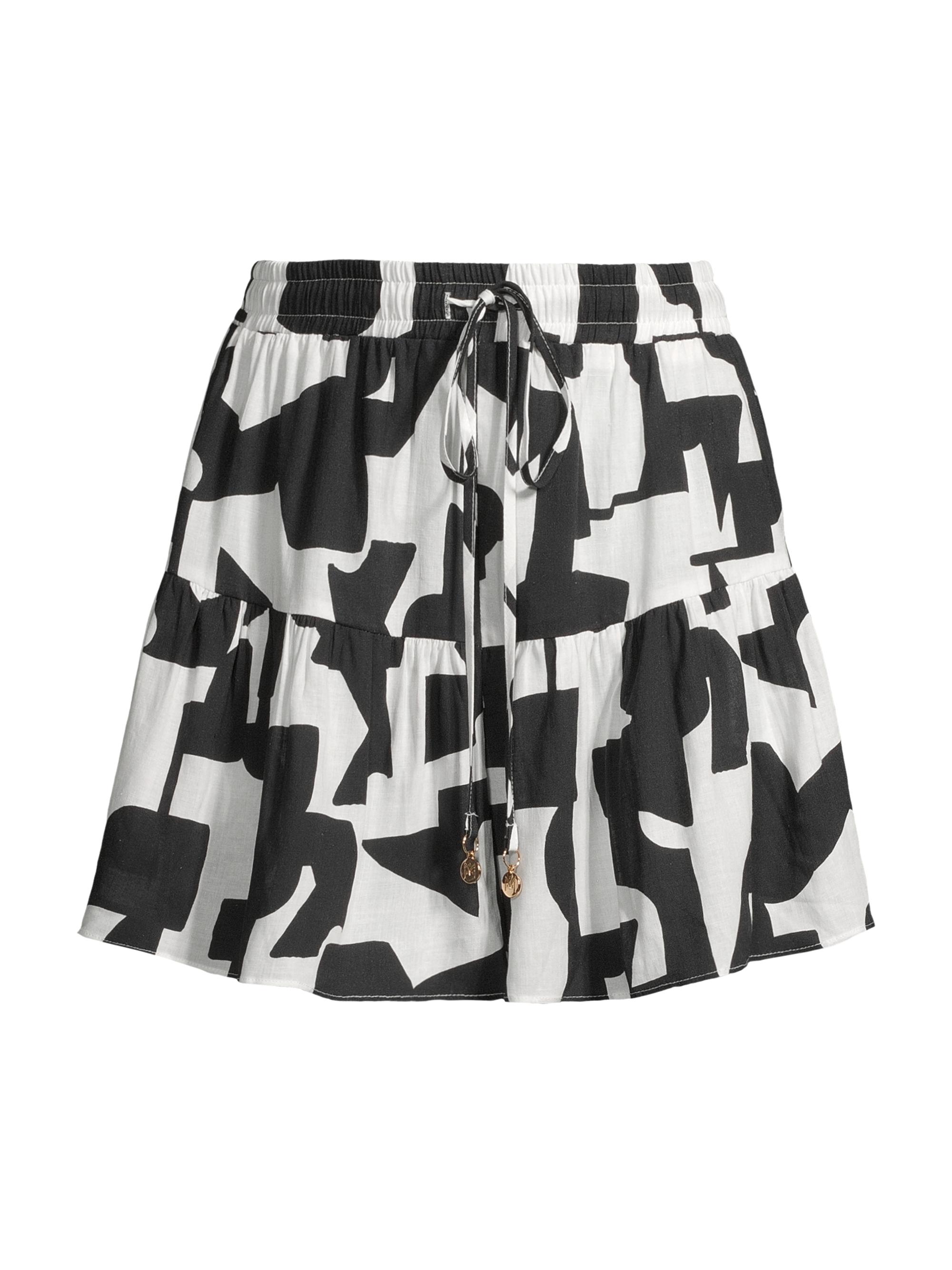 Milly Women's Printed Ana Tiered Shorts - Black Ecru