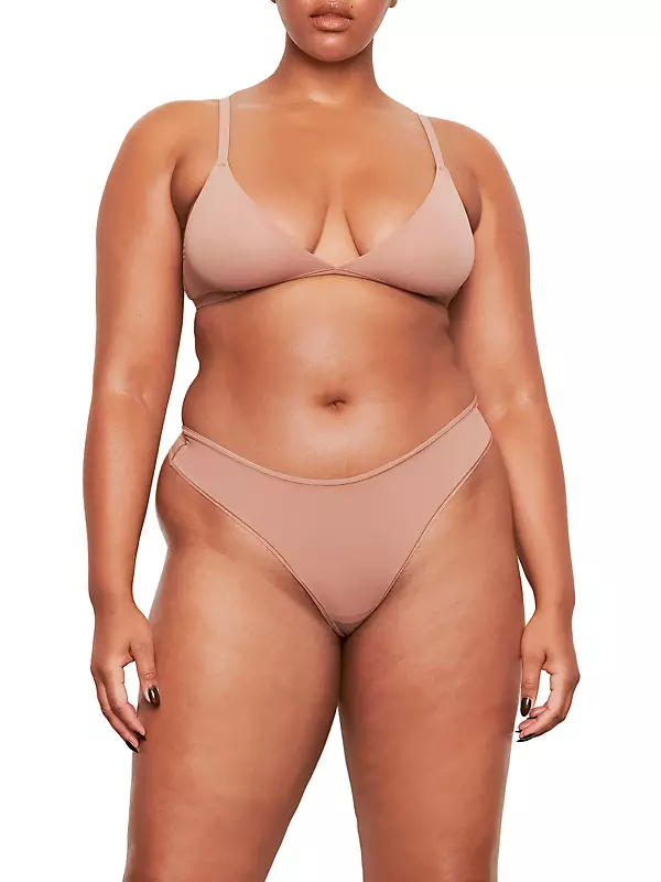 Skims Fits Everybody Triangle Stretch-jersey Bralette In Umber