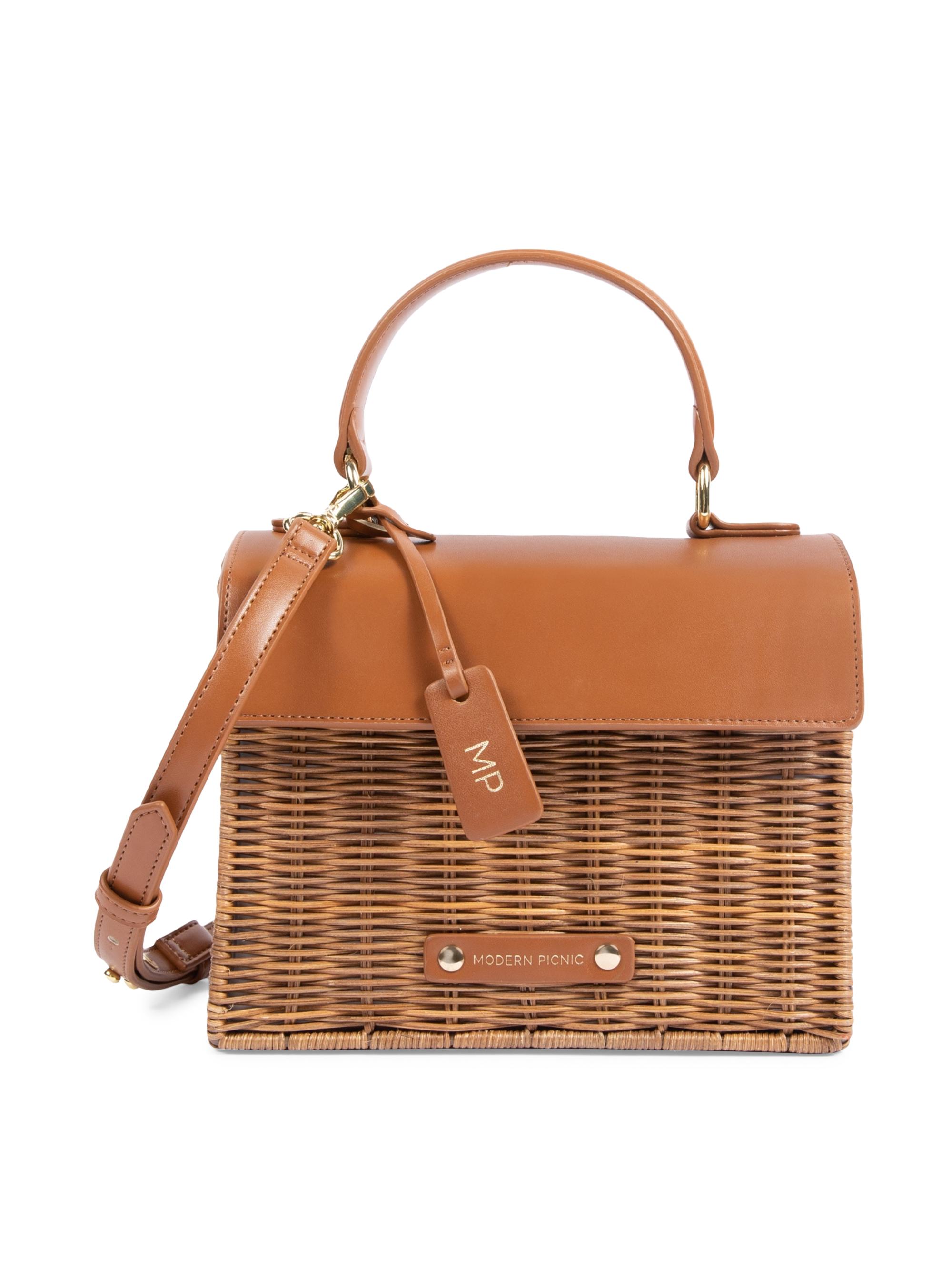 Modern Picnic Women's The Mini Wicker & Vegan Leather Luncher - Brown Wicker