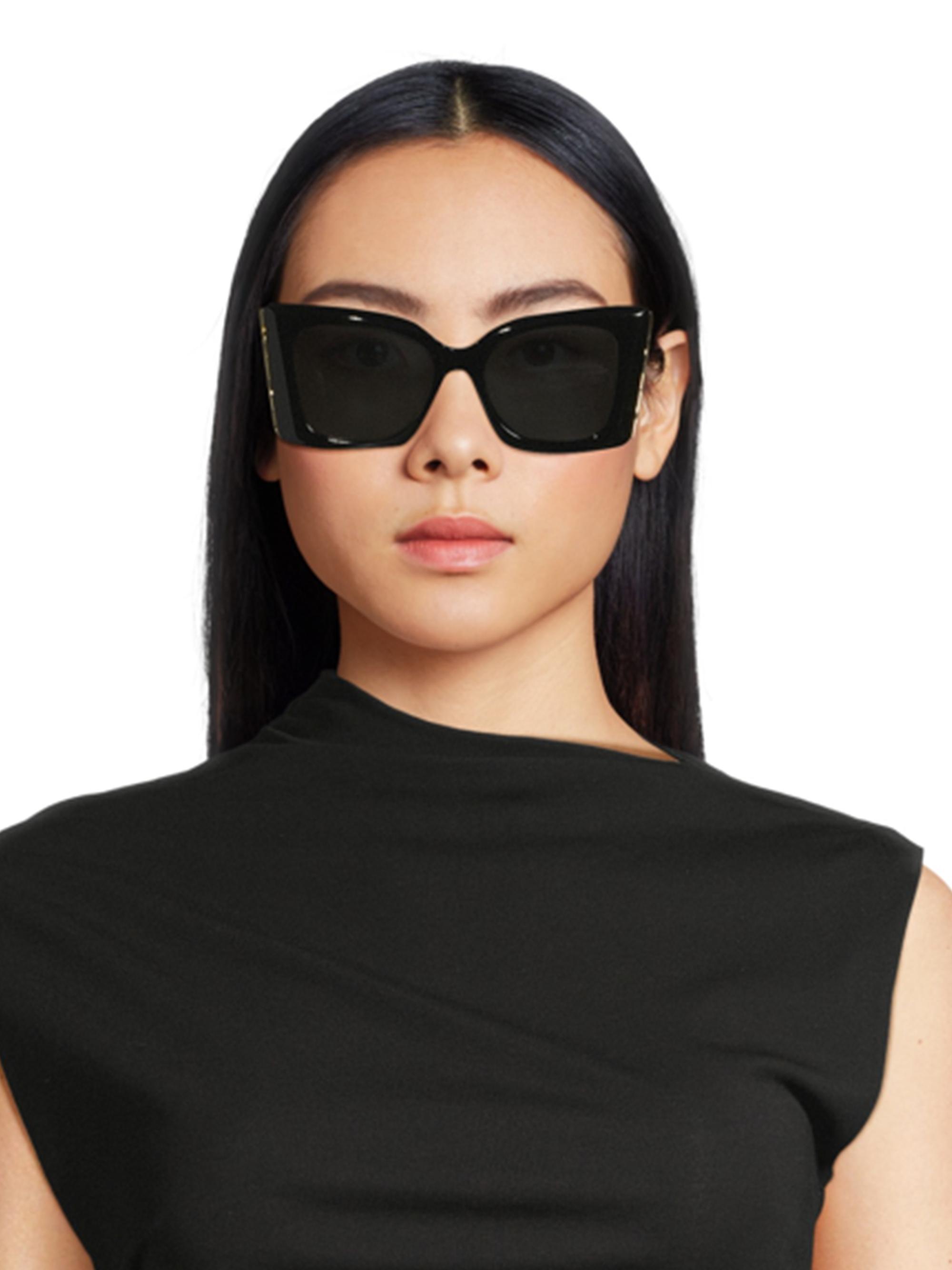 Saint Laurent Monogram Acetate 54MM Blaze Rectangular Sunglasses