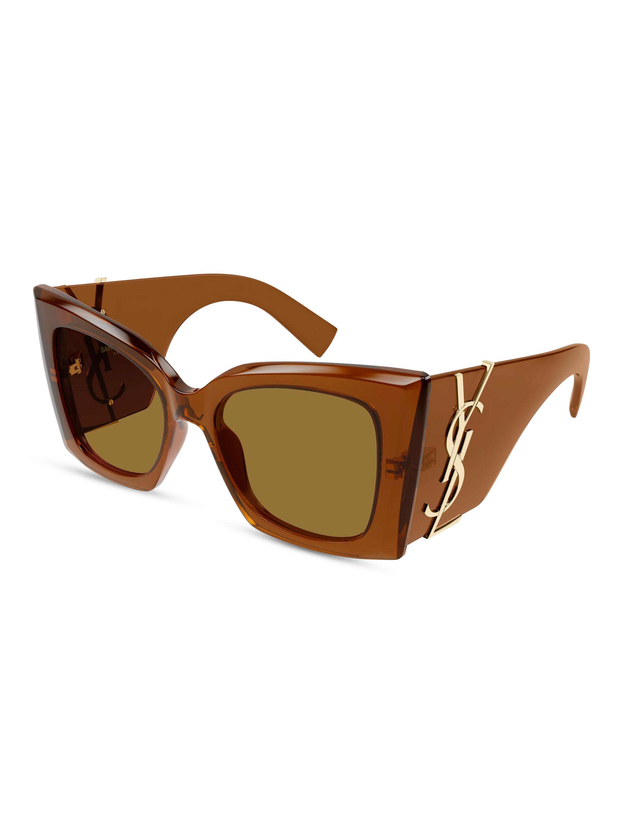 Saint Laurent Women's Monogram Acetate 54MM Blaze Rectangular Sunglasses - Brown