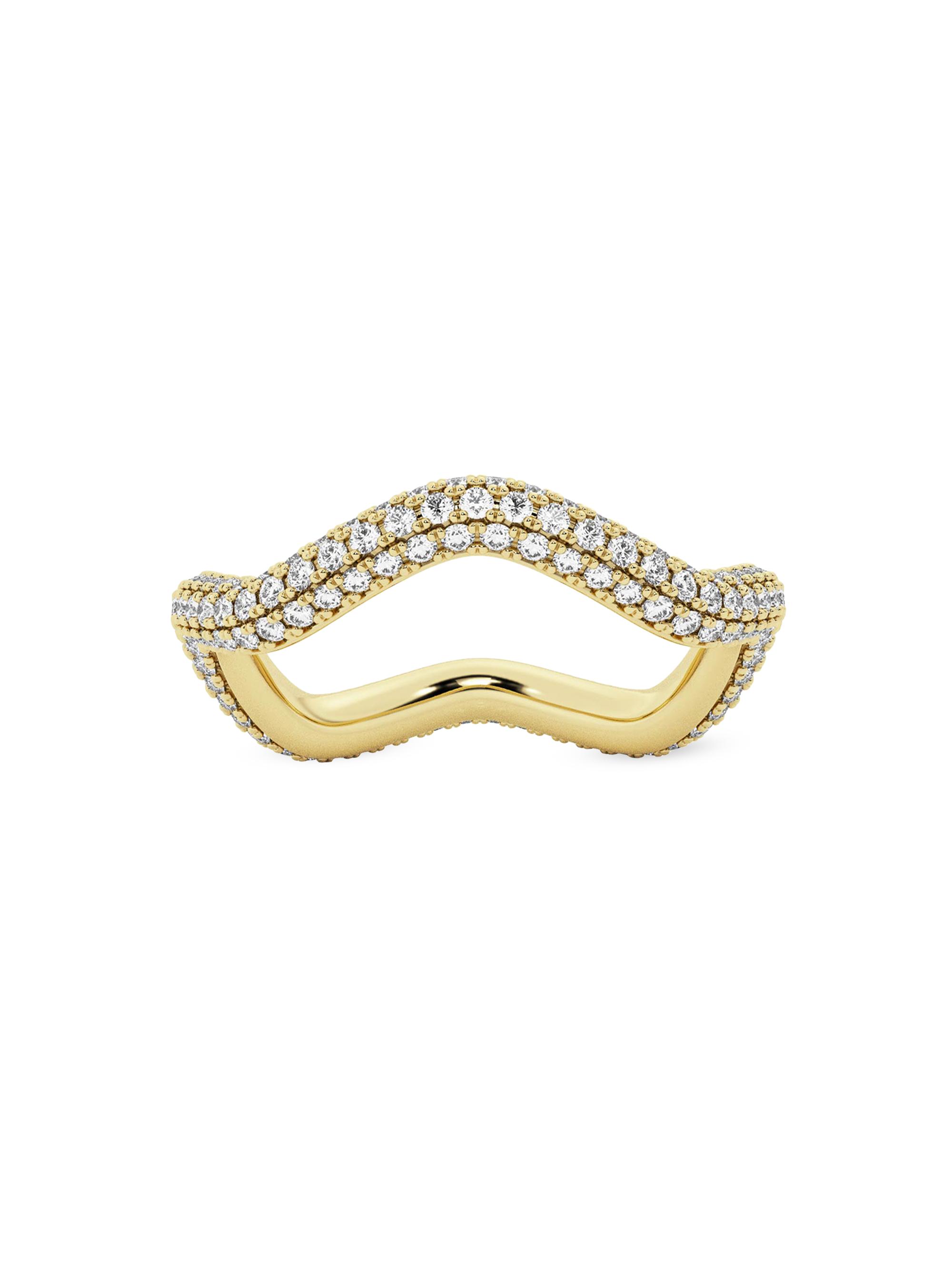 näas Women's Bombë 14K Yellow Gold & 0.8 TCW Lab-Grown Diamond Wavy Ring