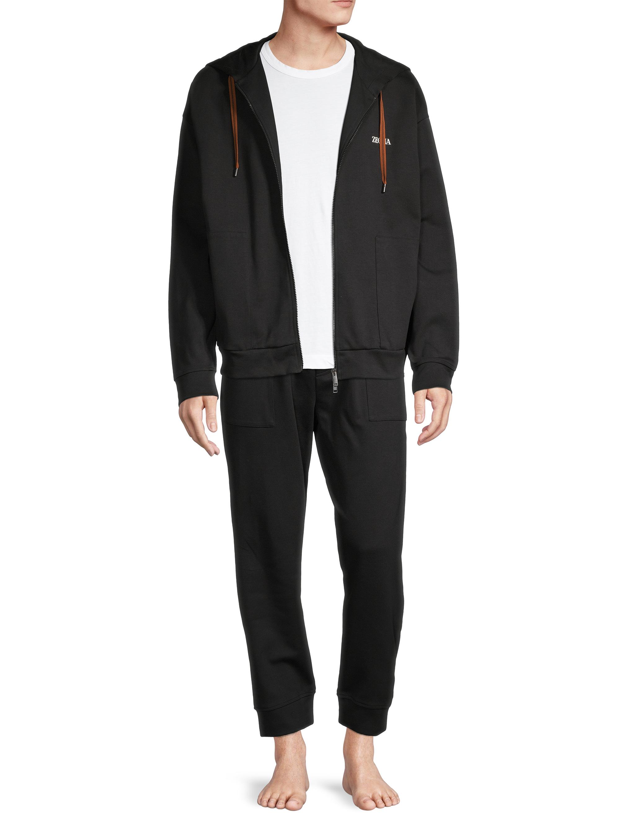 ZEGNA Hooded Zip Logo Sweatshirt | Saks Fifth Avenue