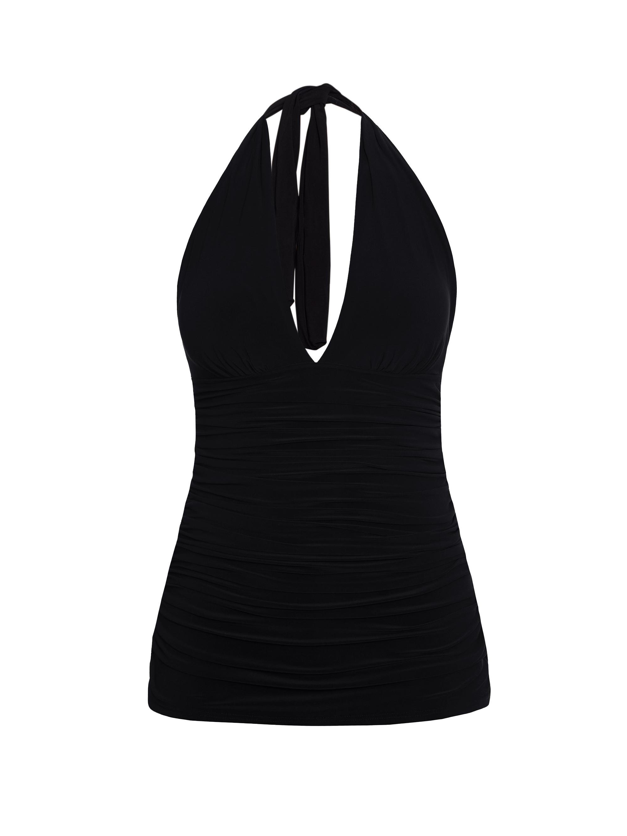 Magicsuit Women's Plus Yvonne Ruched V-Neck Swimdress - Black